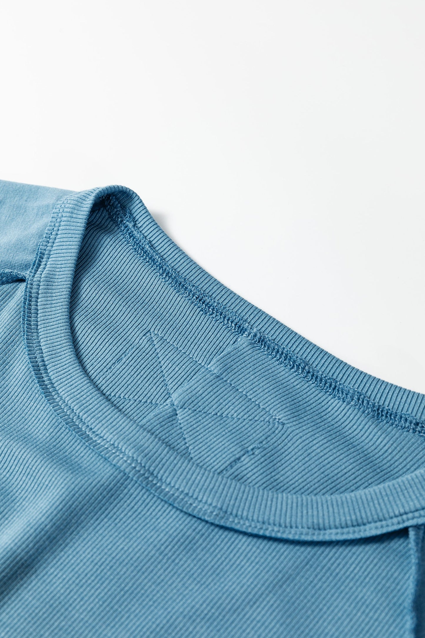 Ribbed Cap Sleeve Crewneck Shirt