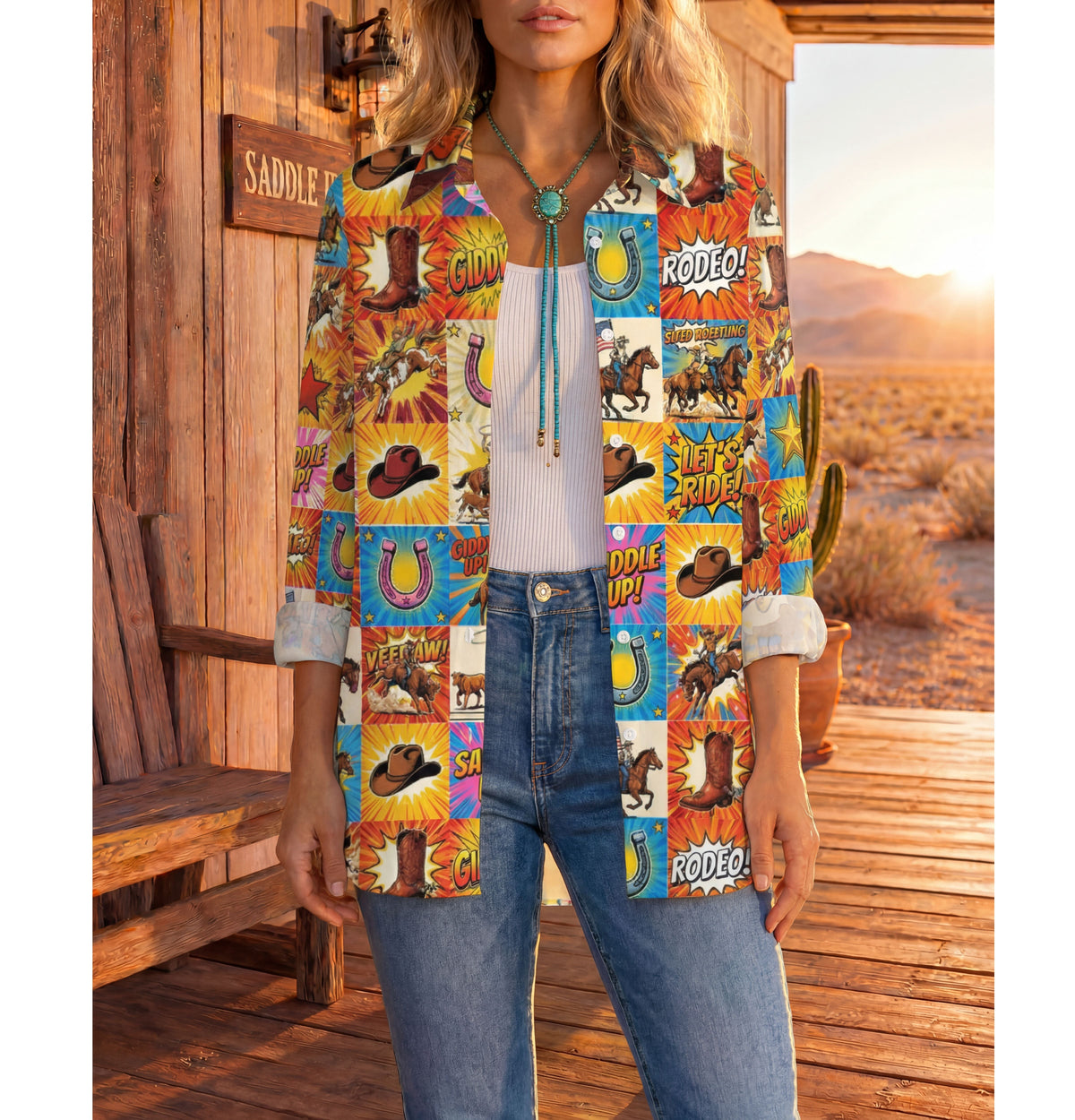 Baha Ranch The Comic Corral Western Rodeo Blouse