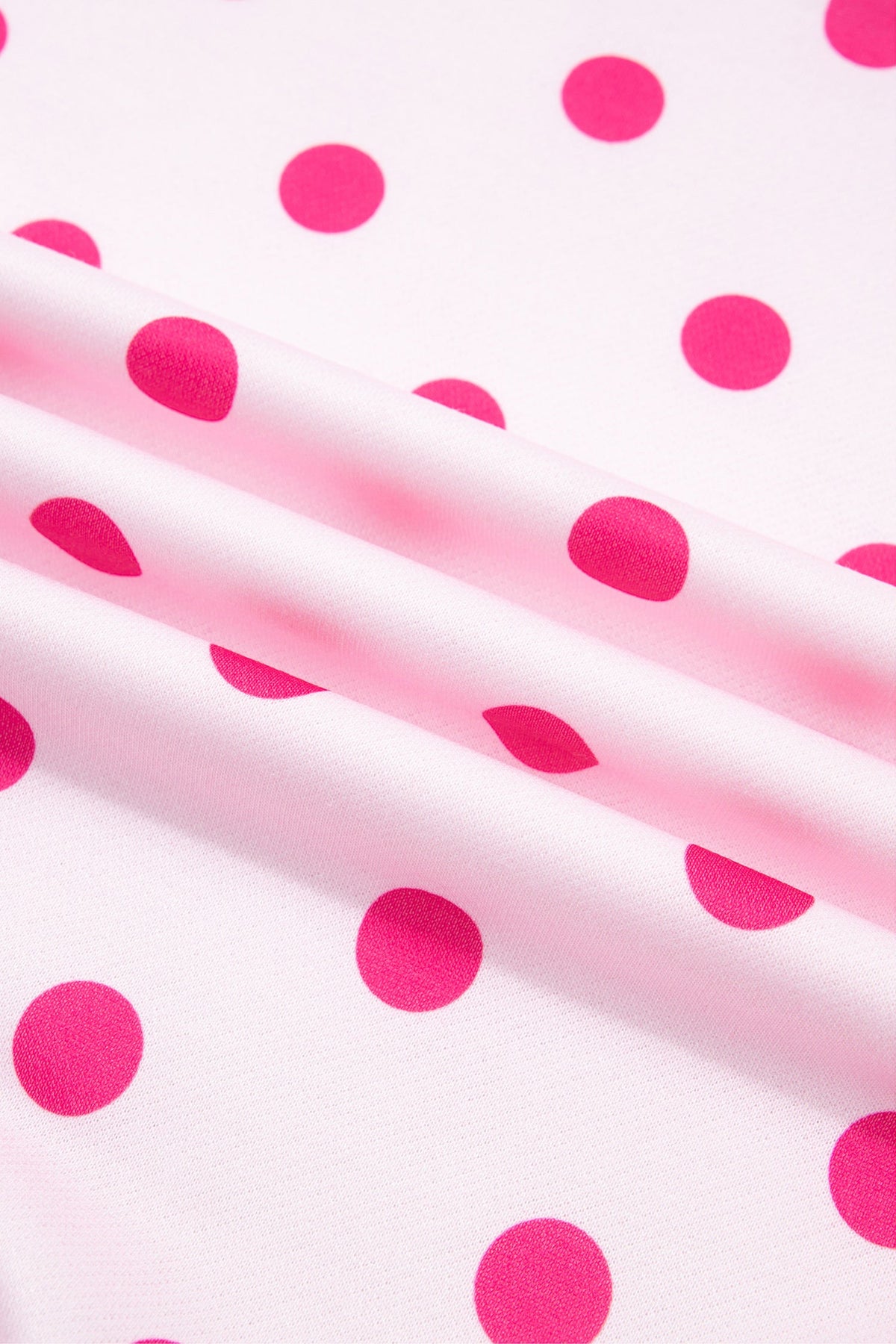 Polka Dot Colorblock Trim Round Neck Sweatshirt