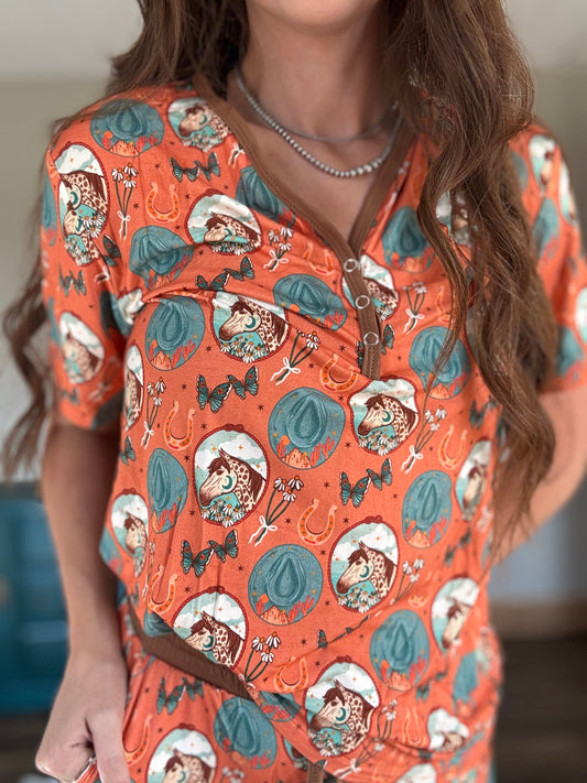 Peach Pony Adult Bamboo Jogger Set