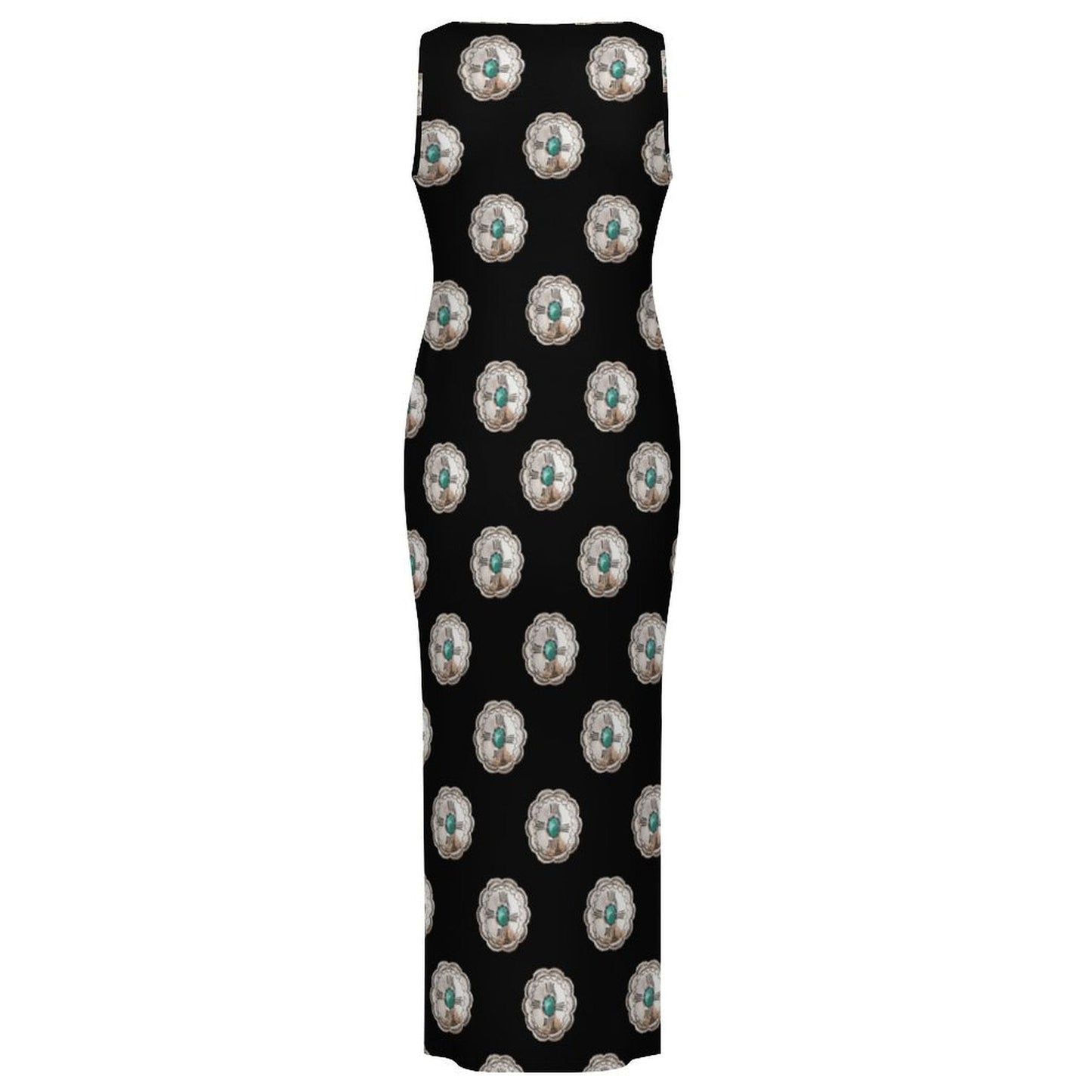 Silver Concho Slit Maxi Dress