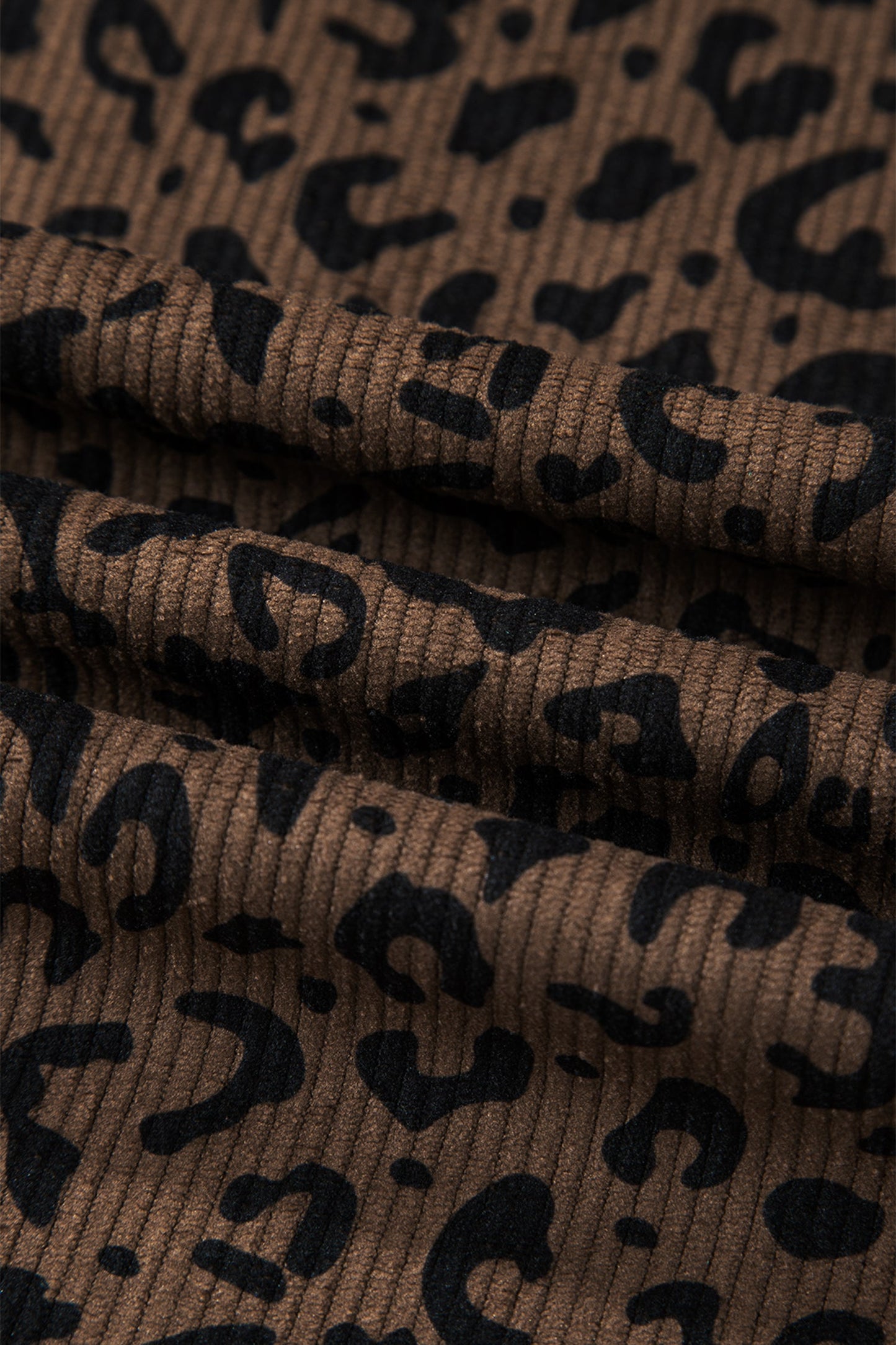 Leopard Elastic High Waist Loose Corduroy Pants