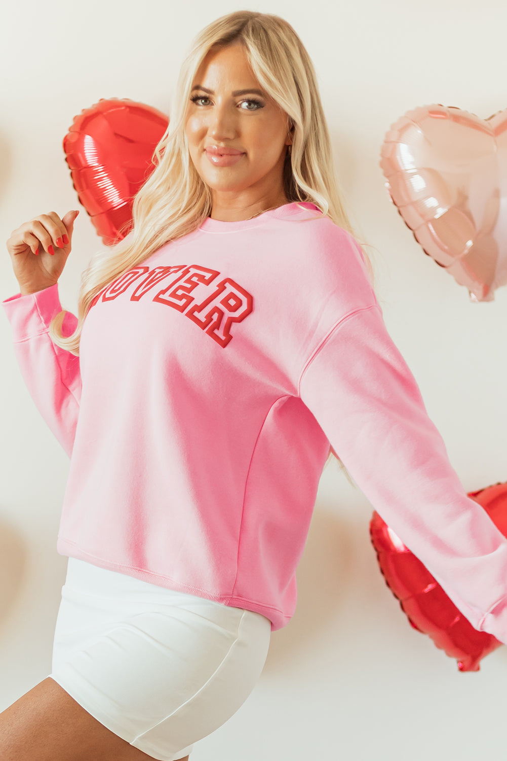 Valentines LOVER Drop Shoulder Pullover Sweatshirt