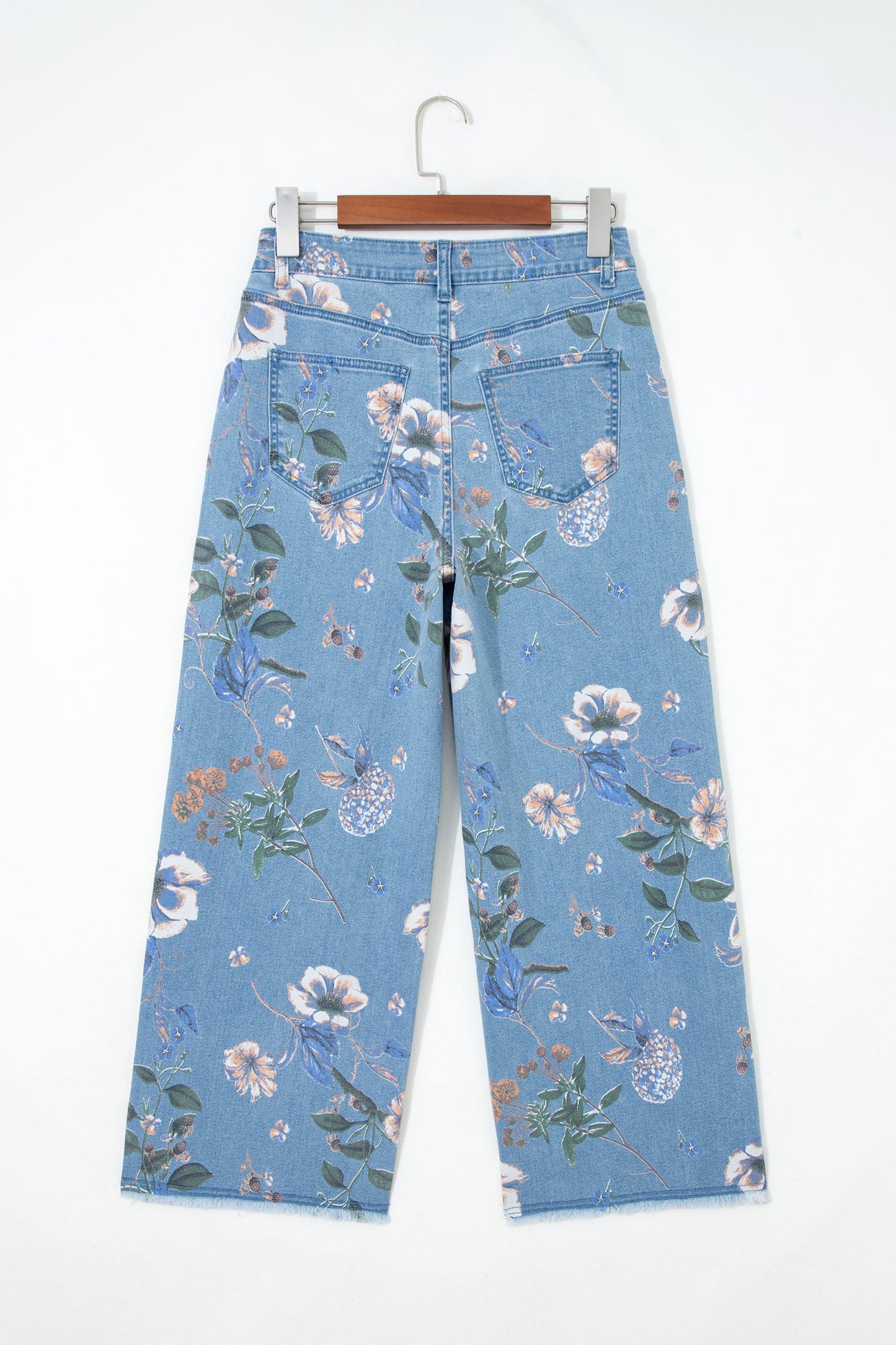 Retro Floral Frayed Hem Shift Jeans