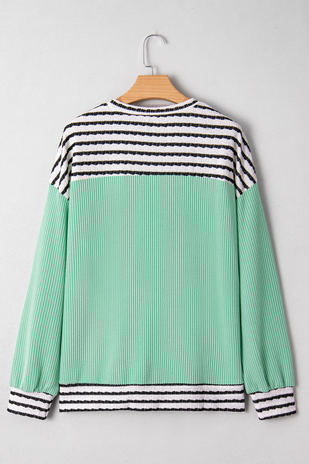 Stripe Corded Knit Patchwork Long Sleeve Top