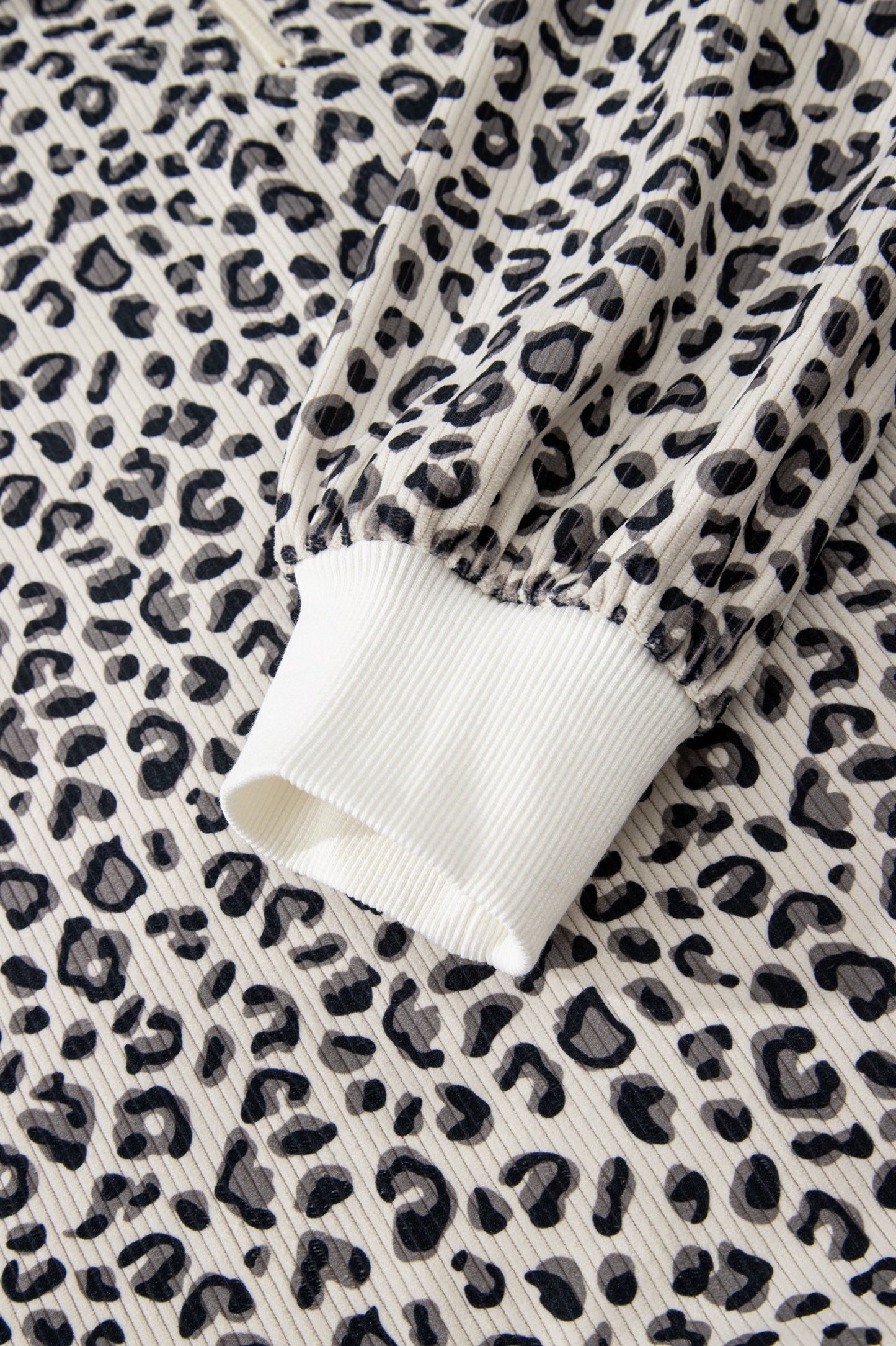 Leopard Corduroy Quarter-Zip Sweatshirt