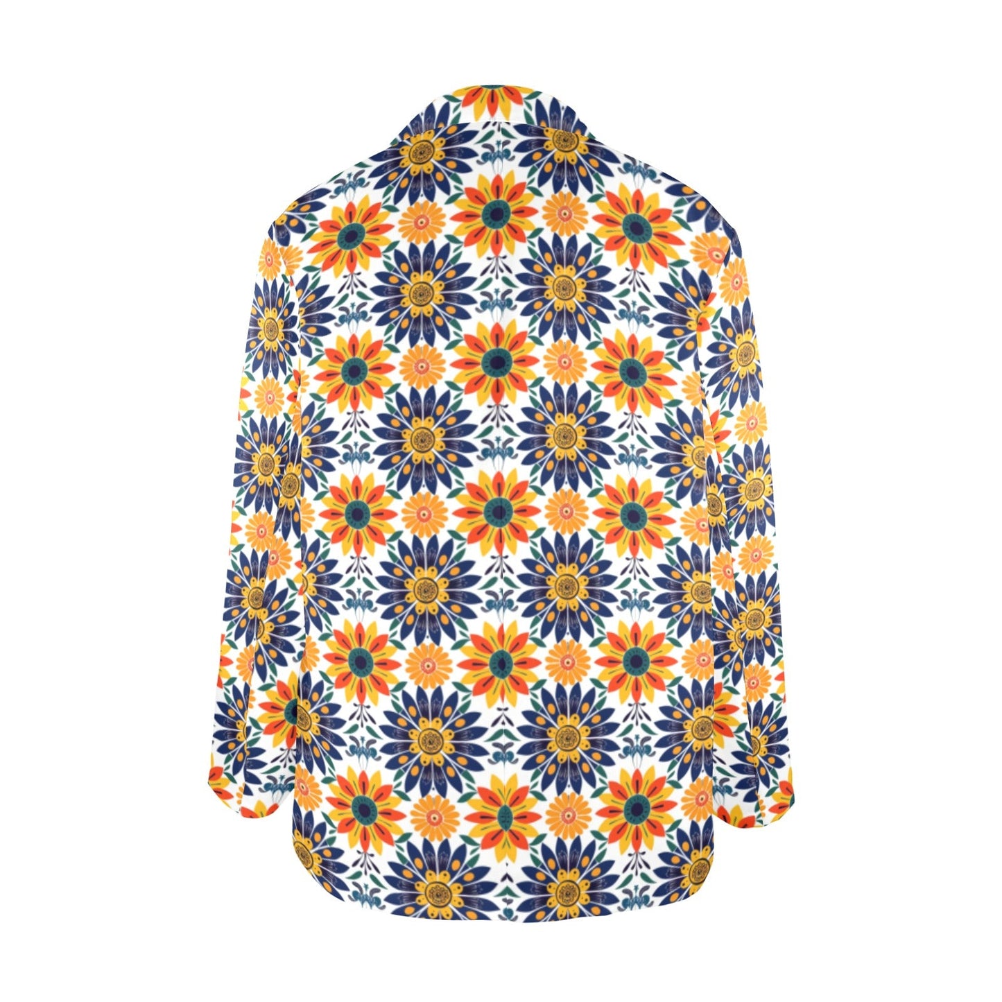 Colores de Mexico Blue Yellow Mexican Floral Blazer