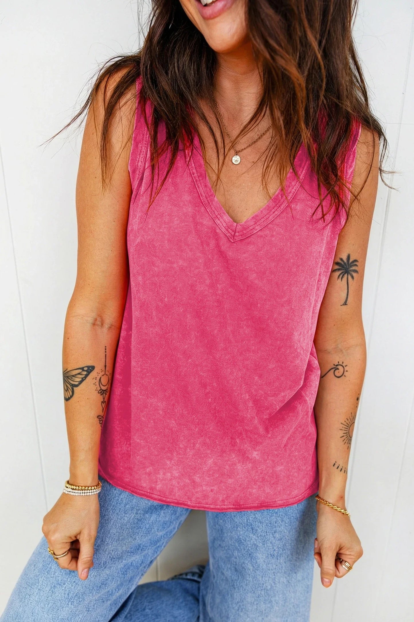 Mineral Wash V-Neck Tank Top