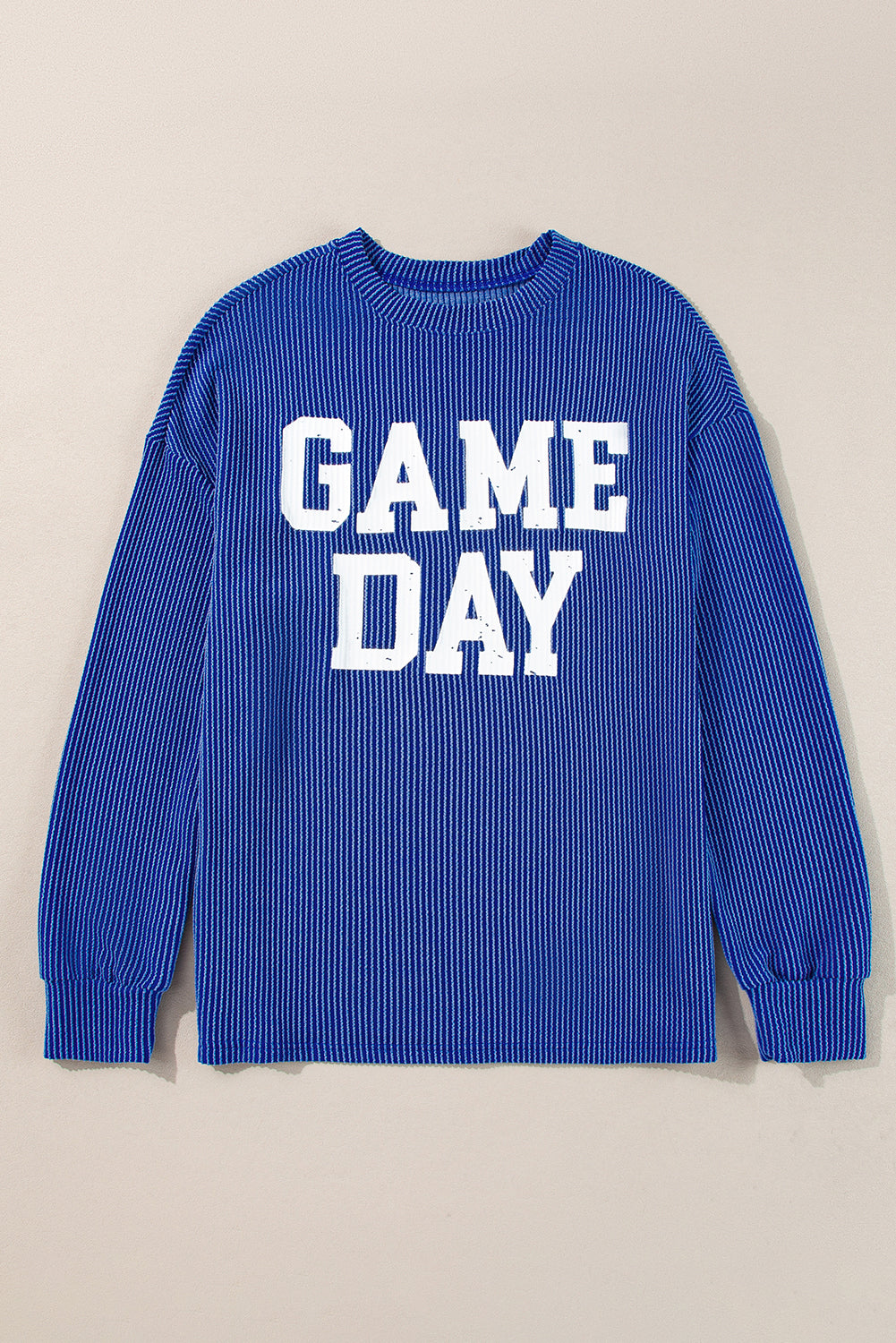 GAME DAY Textured Long Sleeve Crewneck Top ( This is. Drop ship and NOT available for pick up )