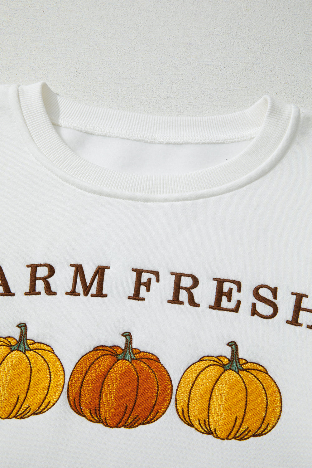 FARM FRESH PUMPKINS Embroidered Thanksgiving Holiday Sweatshirt
