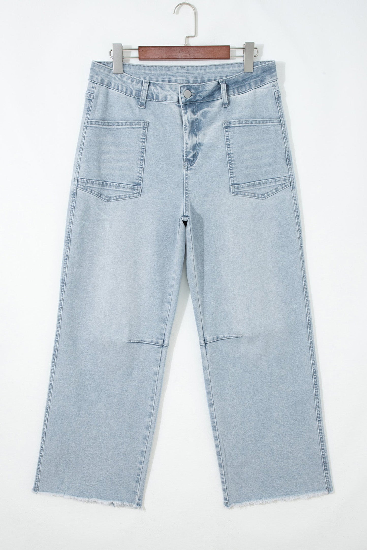 Frayed Hem Cropped Straight Leg Jeans