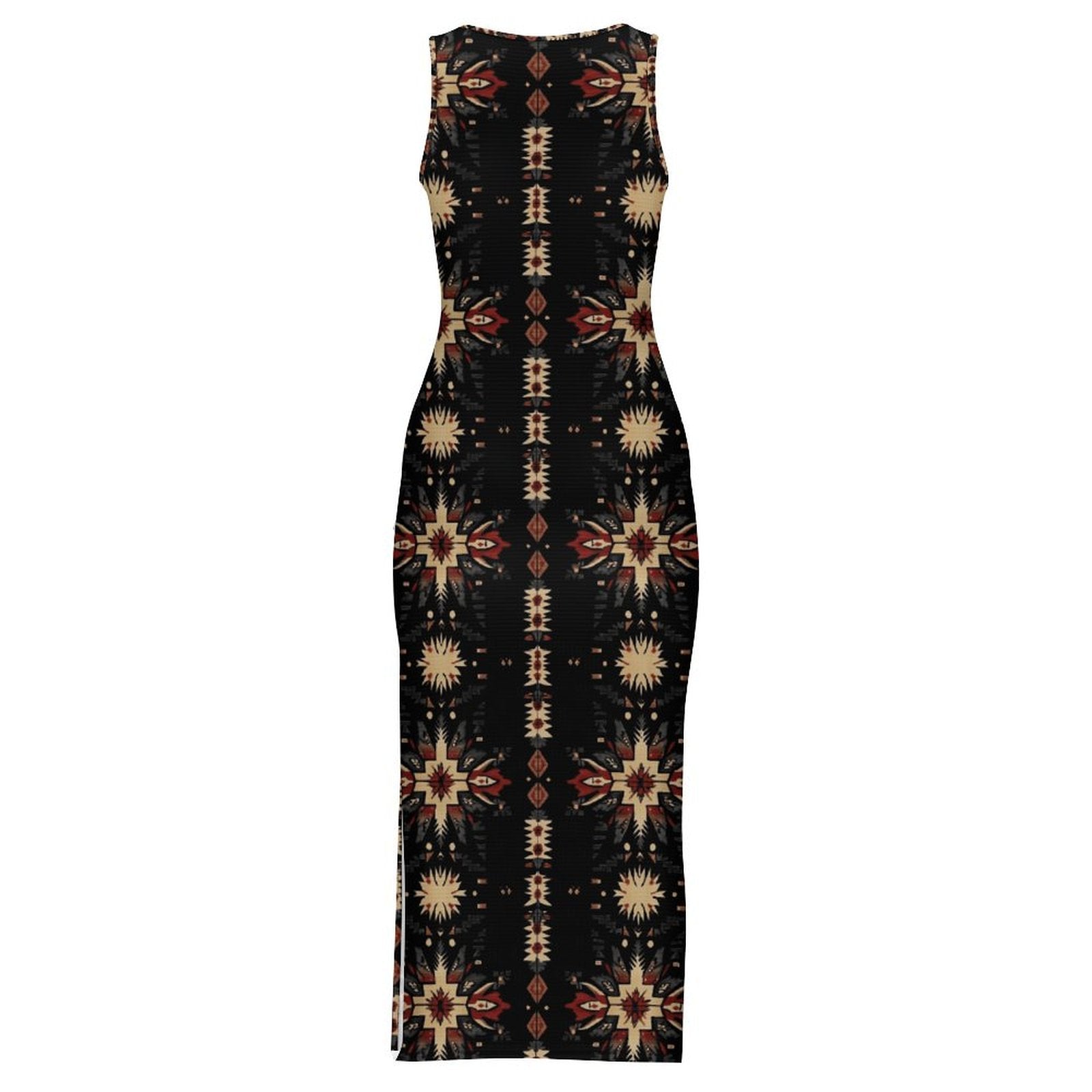 aztec bodycon dress Boho-Bohemian Festival- Aztec Print Fitted Sleeveless BODYCON Dress Black S NEW