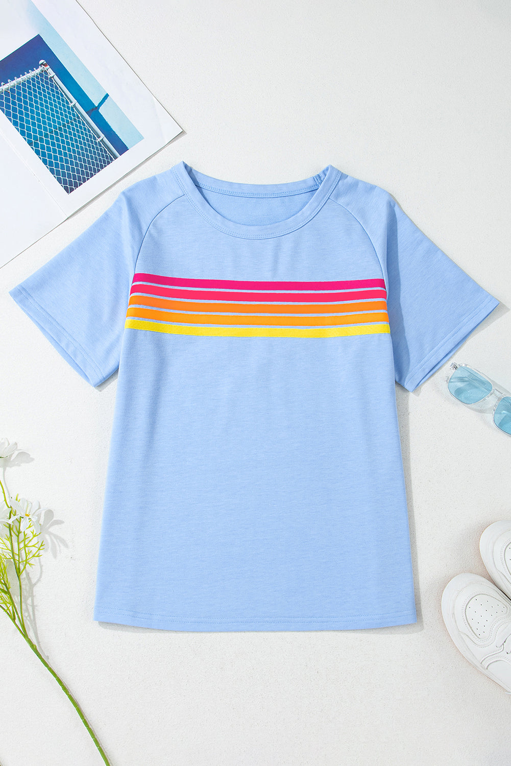 Stripe Patch Front Short Sleeve Tee