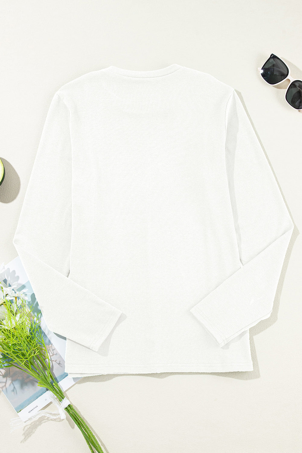 Solid Reverse Seam Crewneck Long Sleeve Top
