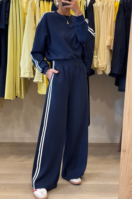 Varsity Stripe Crewneck Pullover and Sweatpants Set