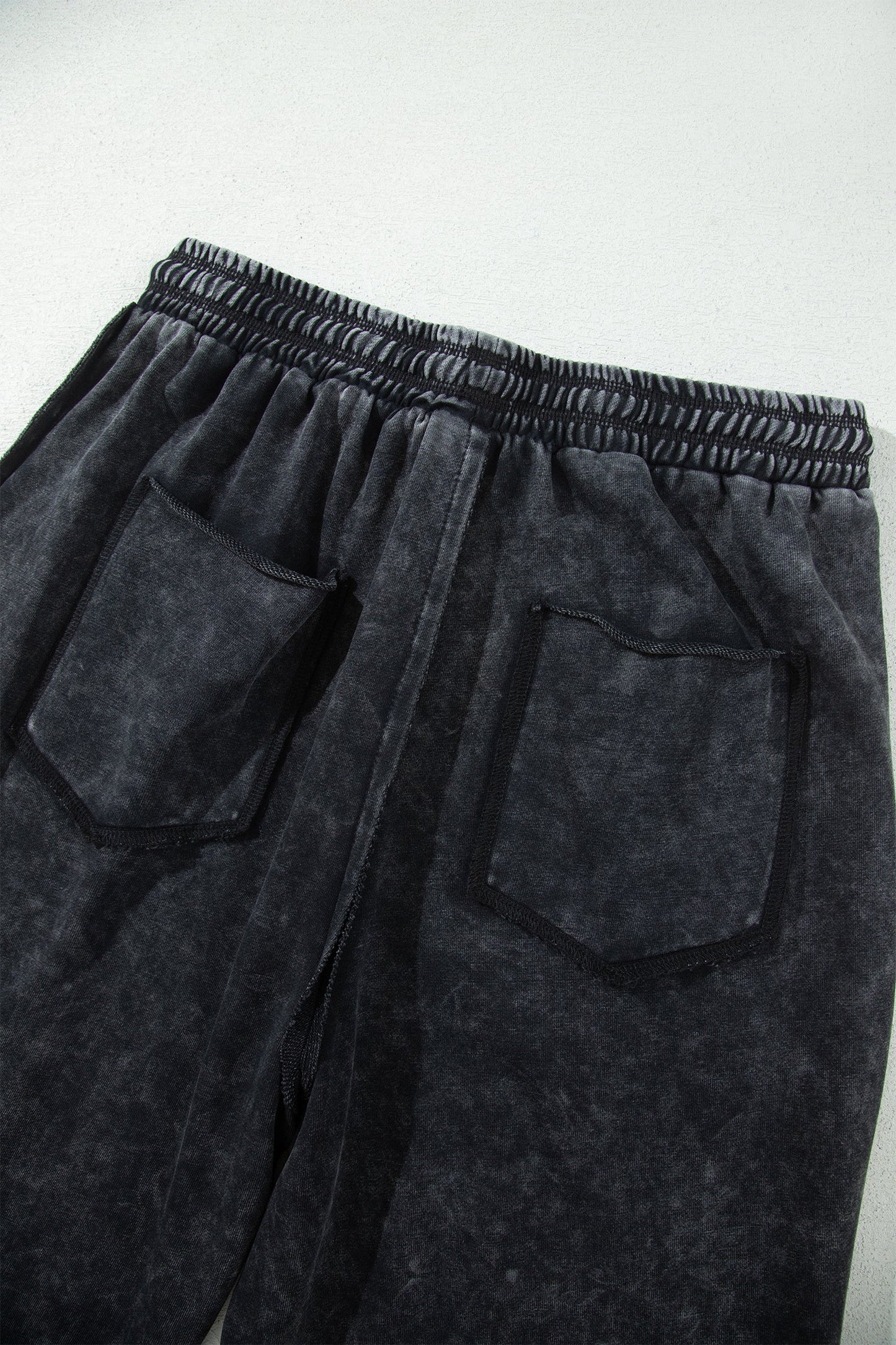 Mineral Wash Raw Seam Drawstring Waist Barrel Pants