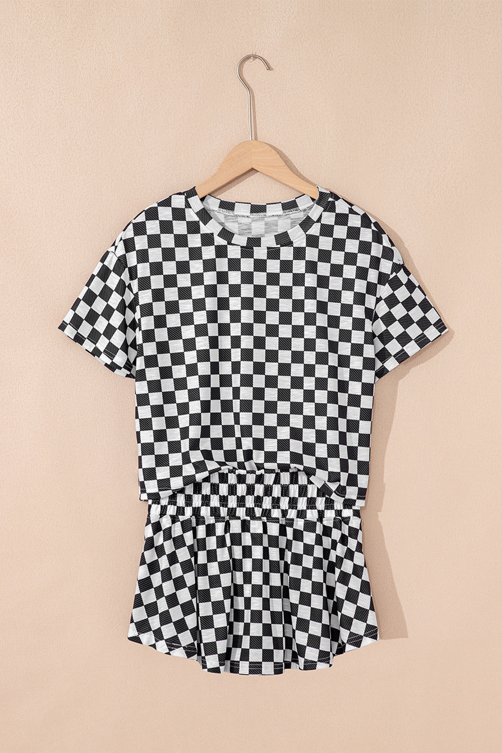 Checker T-Shirt Top & High Waist Skorts Outfit