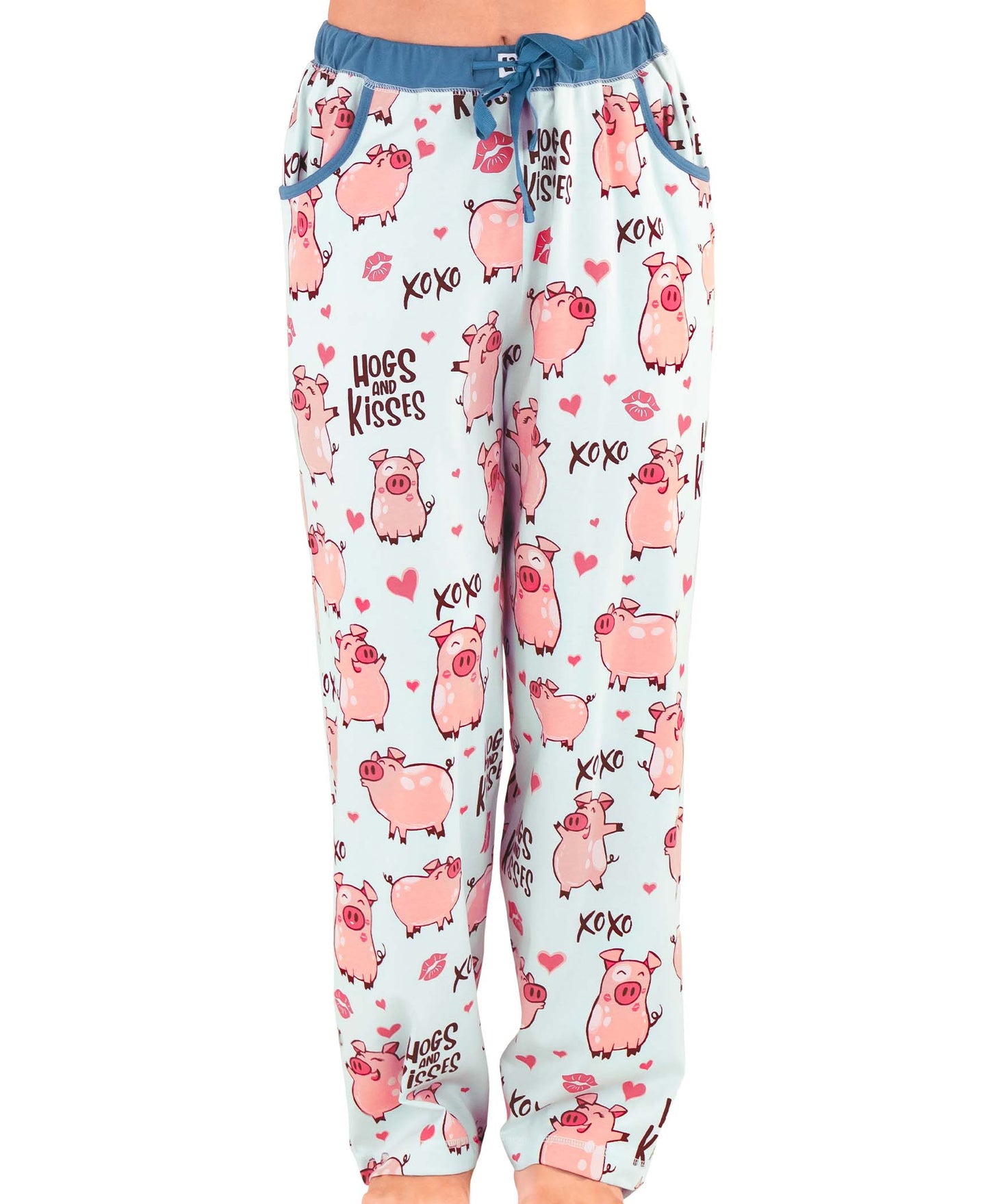 Hogs & Kisses Blue Women's Pajama Pants By Lazy One