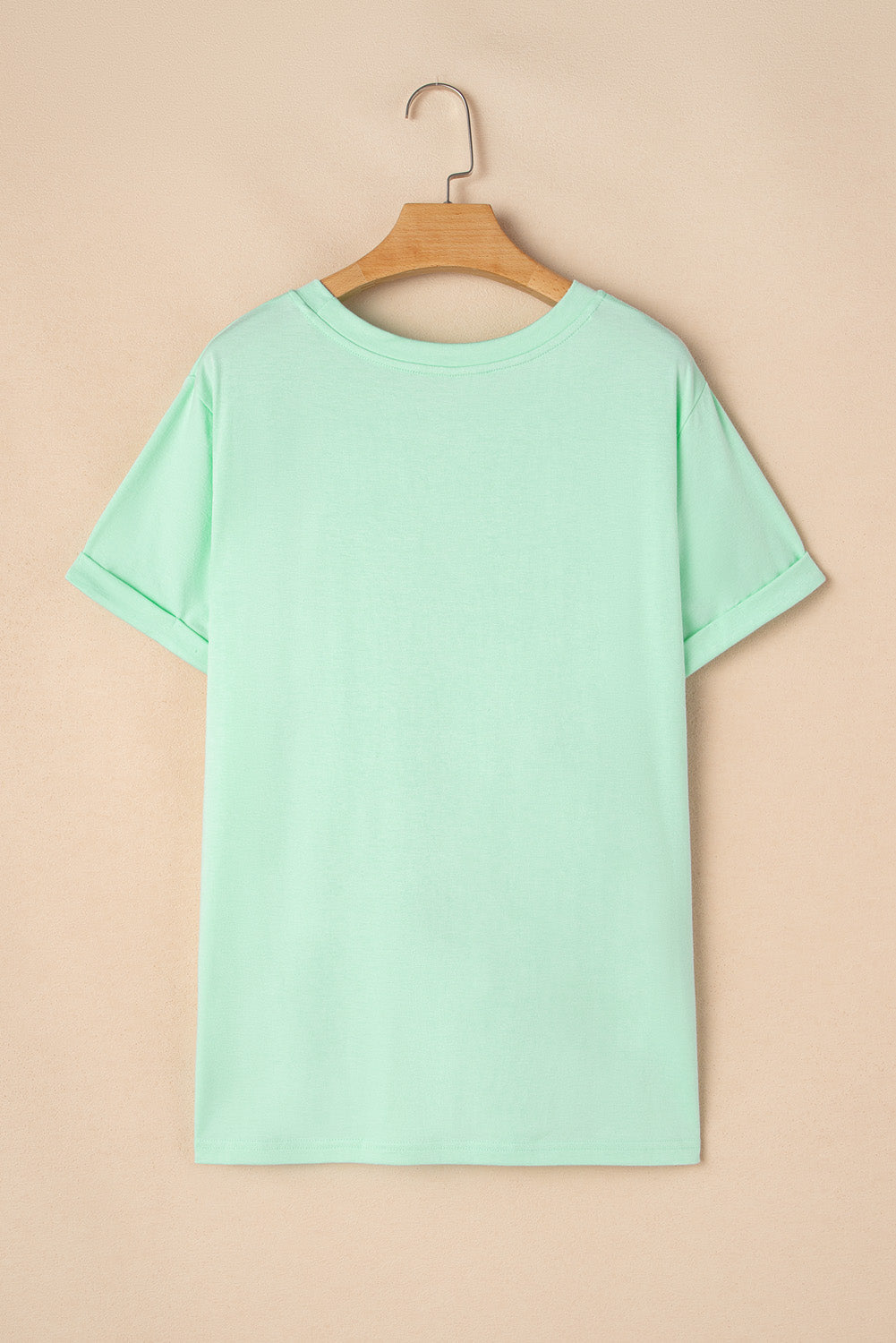 Plus Size Solid Rolled Short Sleeve T-Shirt