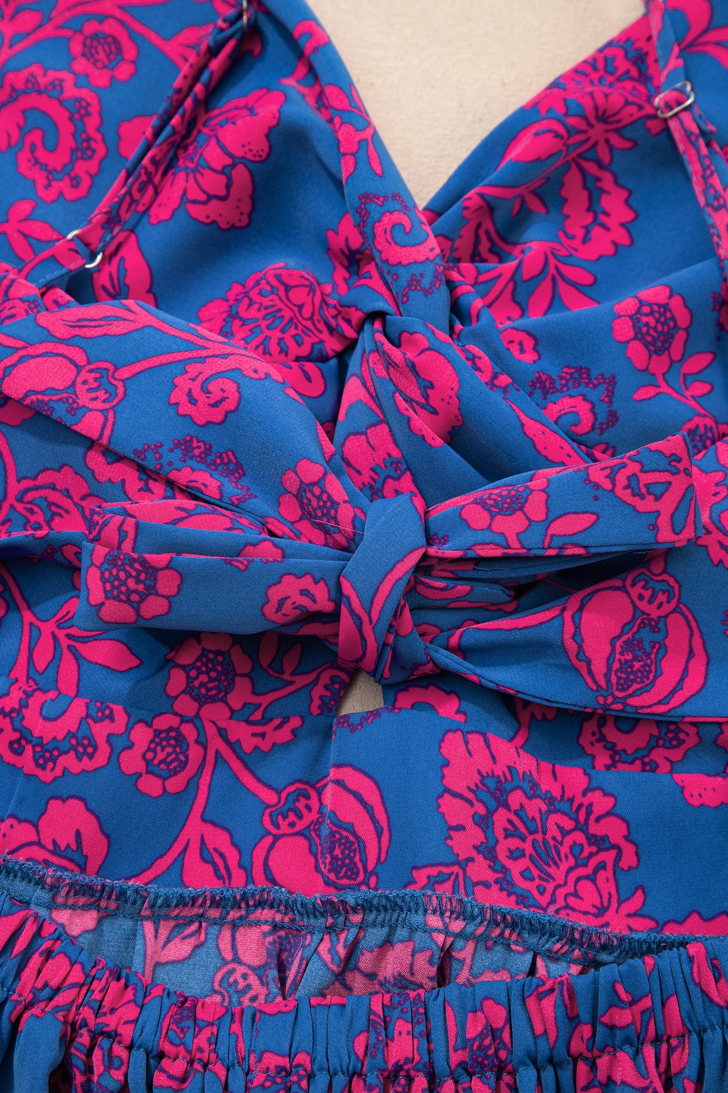 Floral Twisted V-Neck Tied Backless Maxi Dress