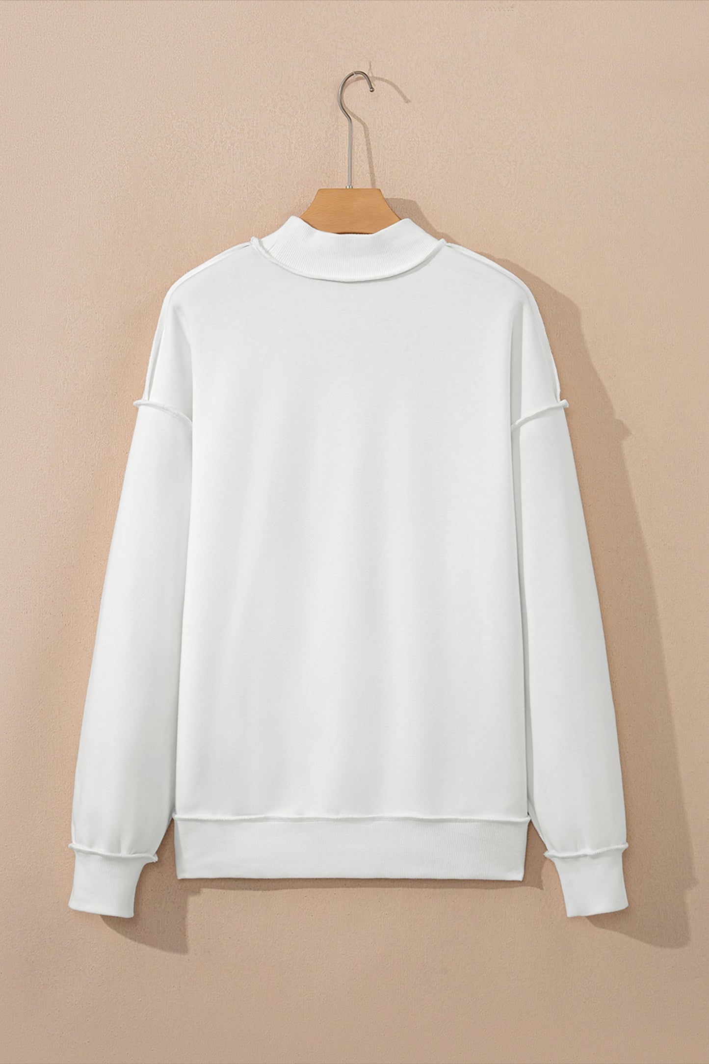 Solid Mock Neck Drop Shoulder Oversize Sweatshirt
