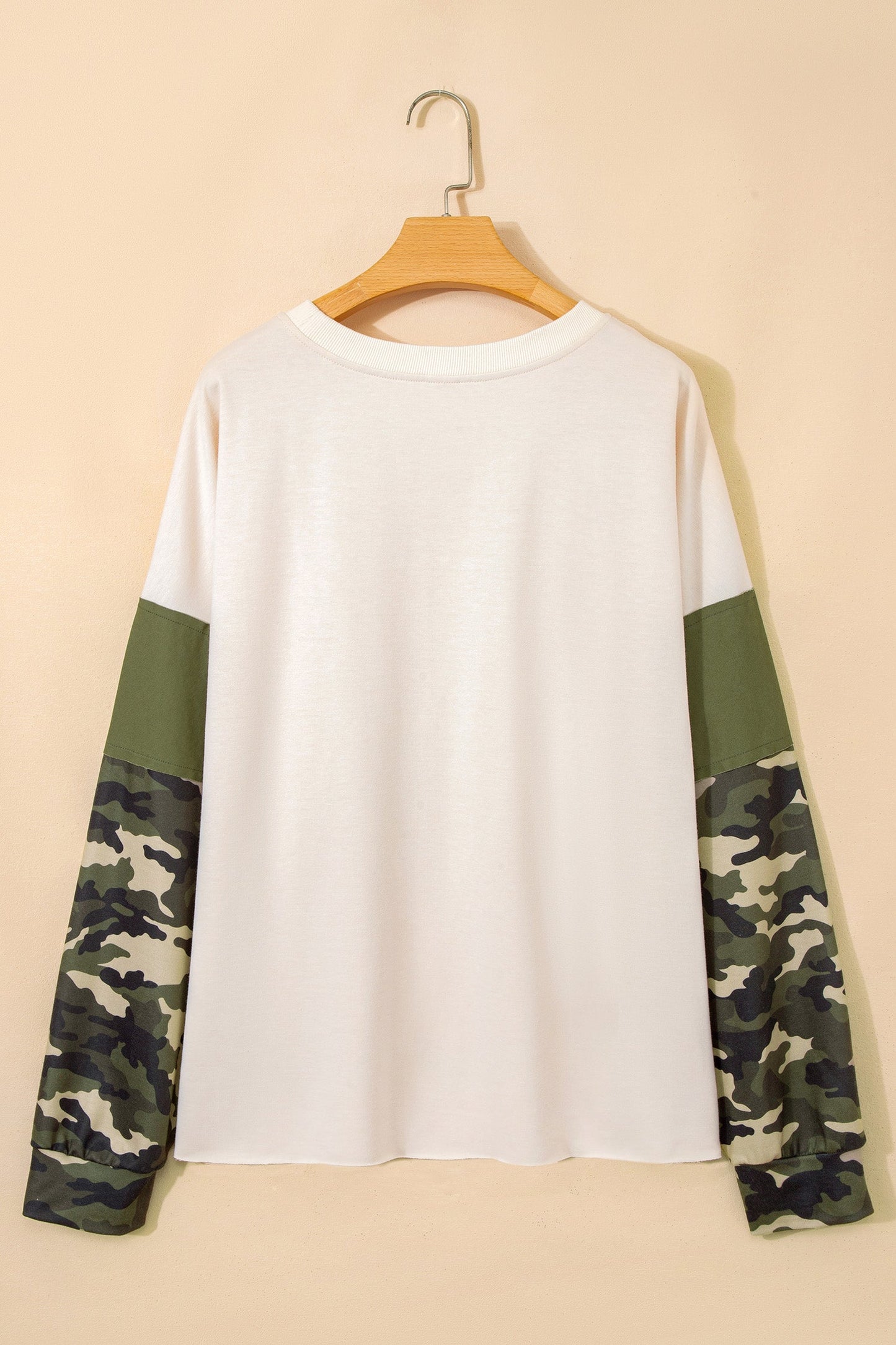Plus Size Camo Patchwork Raw Hem Sweatshirt