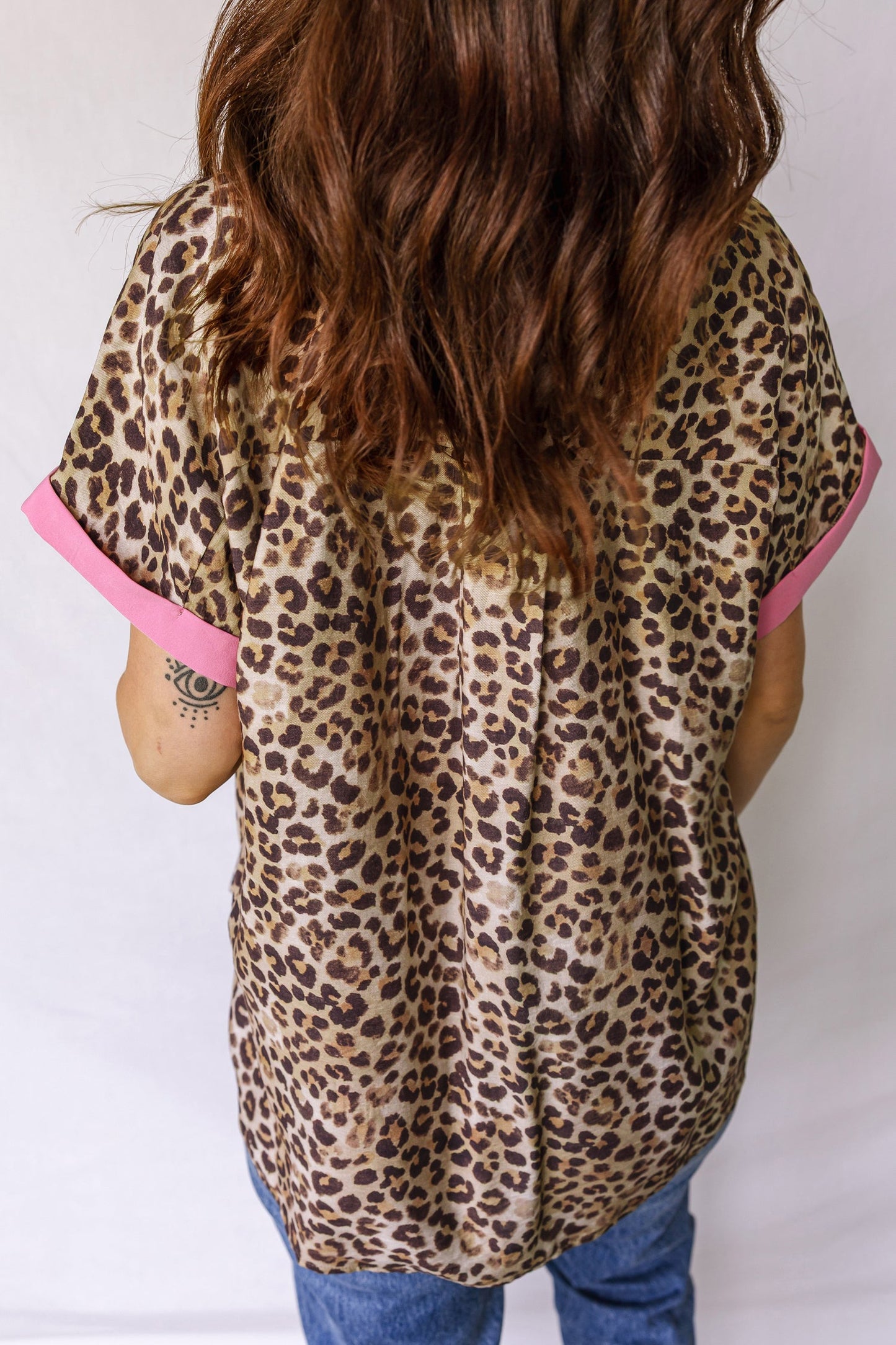 Leopard Contrast Trim Short Sleeve Shirt