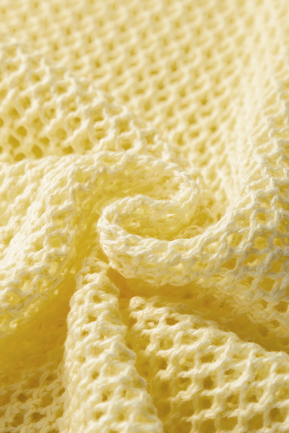 Solid Hollowed Knit Round Neck Sweater Top