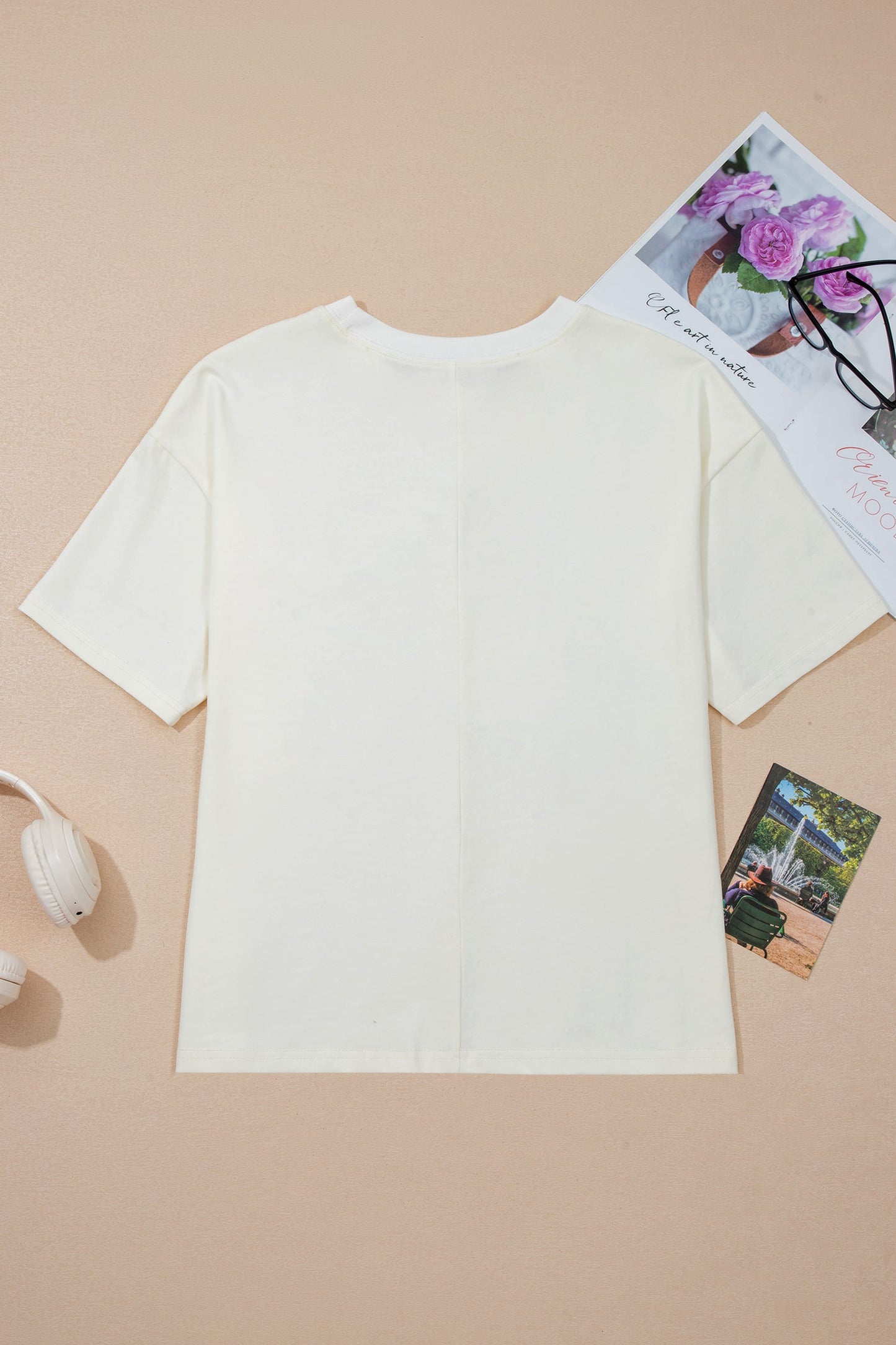 Star Stud Detail Cotton Jersey Casual Top