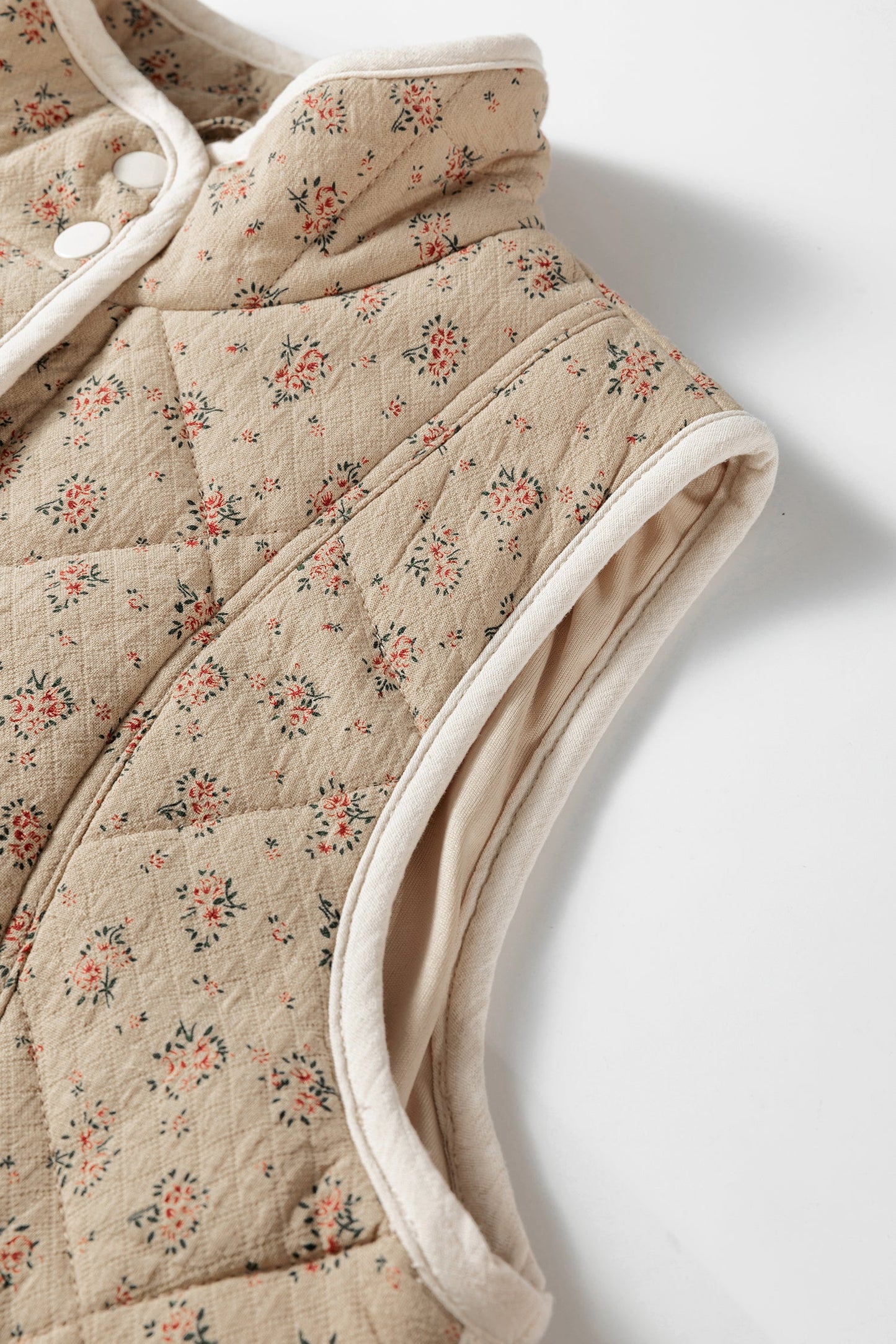 Floral Quilted Button Front Vest