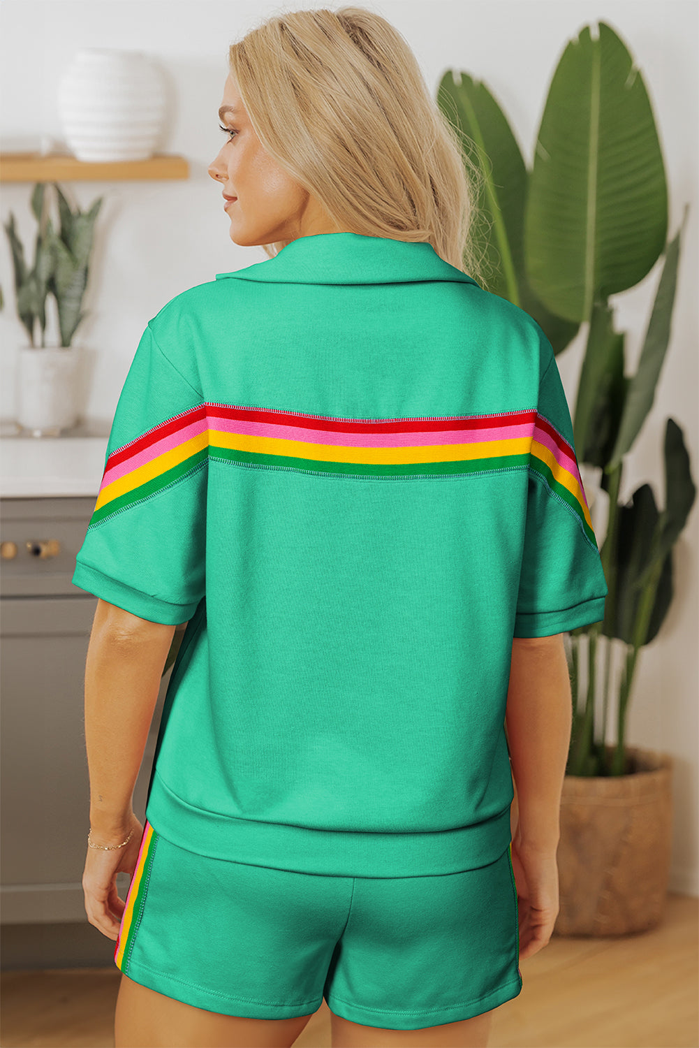 Colorblock Stripe Top and Shorts Set