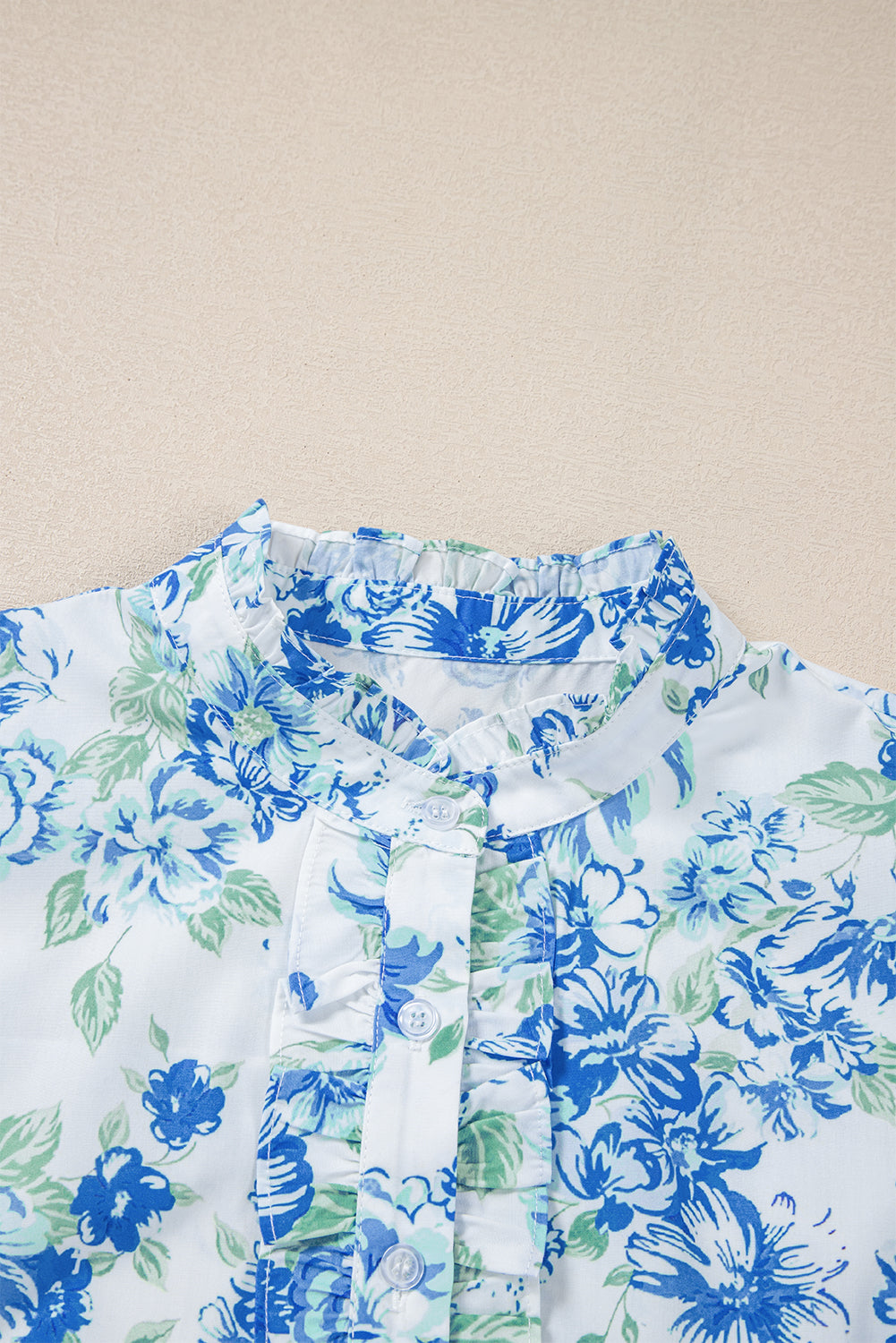 Floral Ruffle Sleeve Frilly Button-Up Shirt
