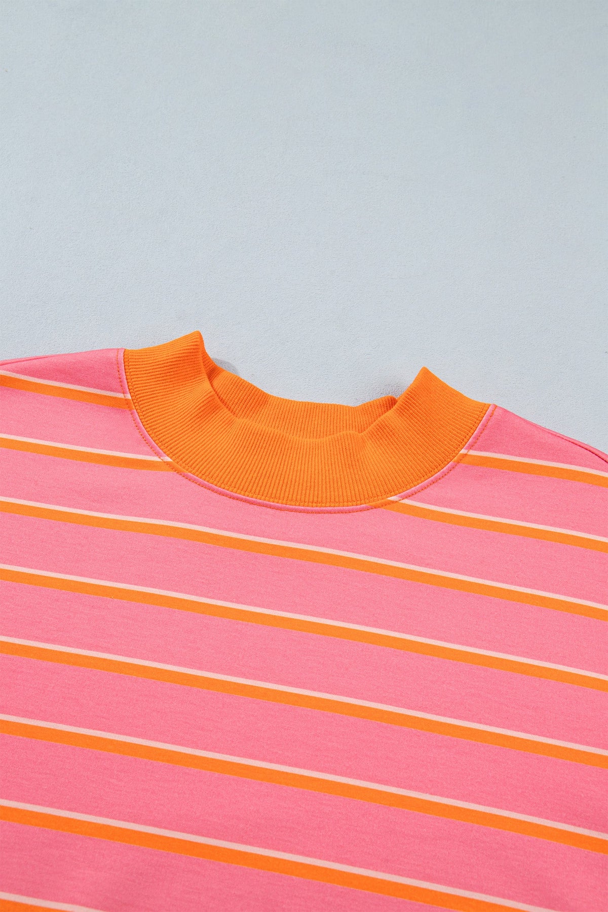 Stripe Colorblock Mock Neck Sweatshirt & Shorts Set