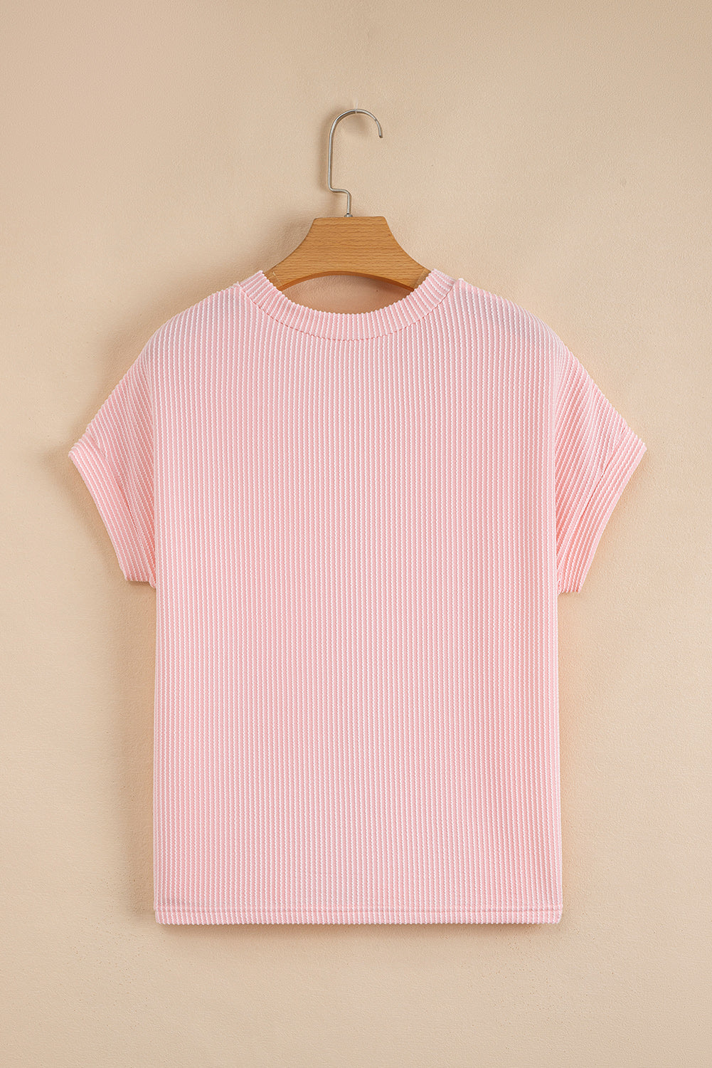 Corded Knit Colorblock Pocketed Crew Neck T-Shirt