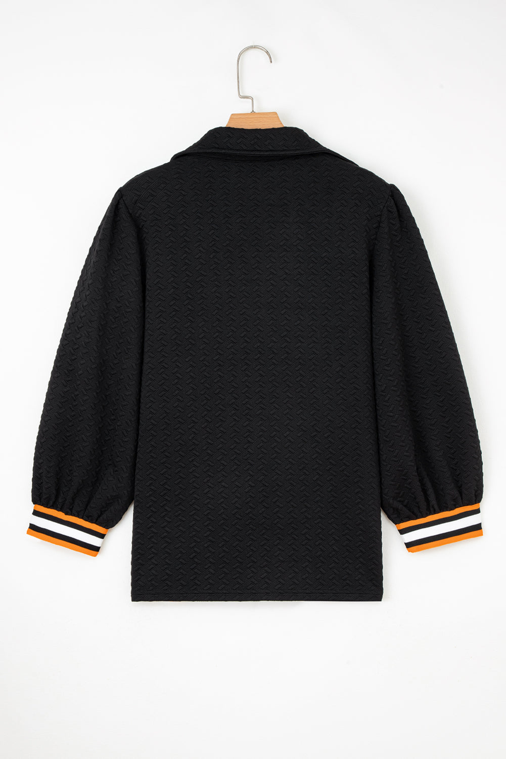 Textured Stripe Patchwork 3/4 Sleeve Sweatshirt