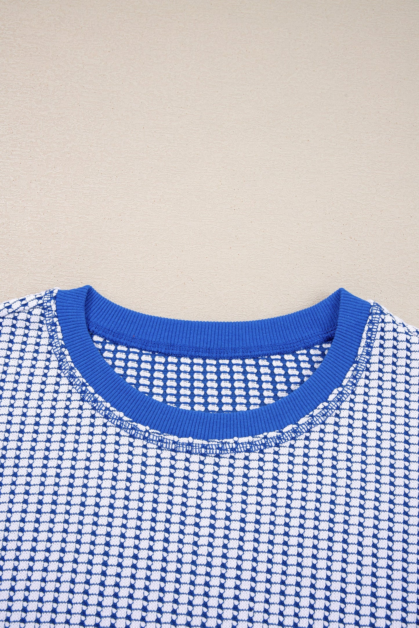 Waffle Knit Exposed Seam Side Slit Long Sleeve Top