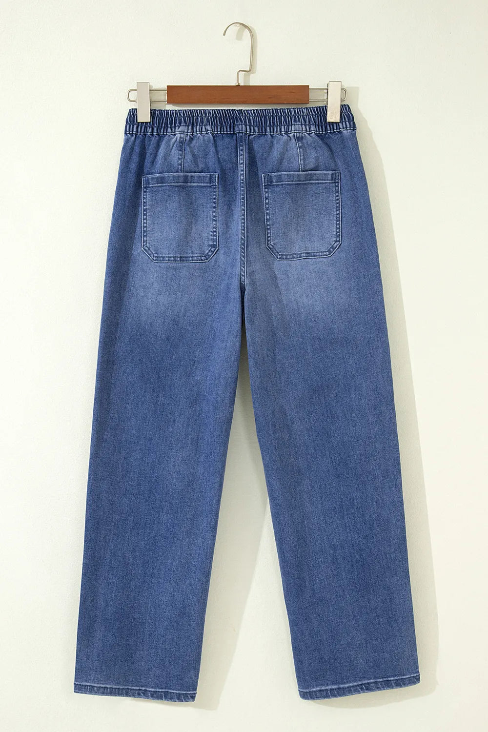 Denim Drawstring Waist Ankle Length Pants w/ Pockets