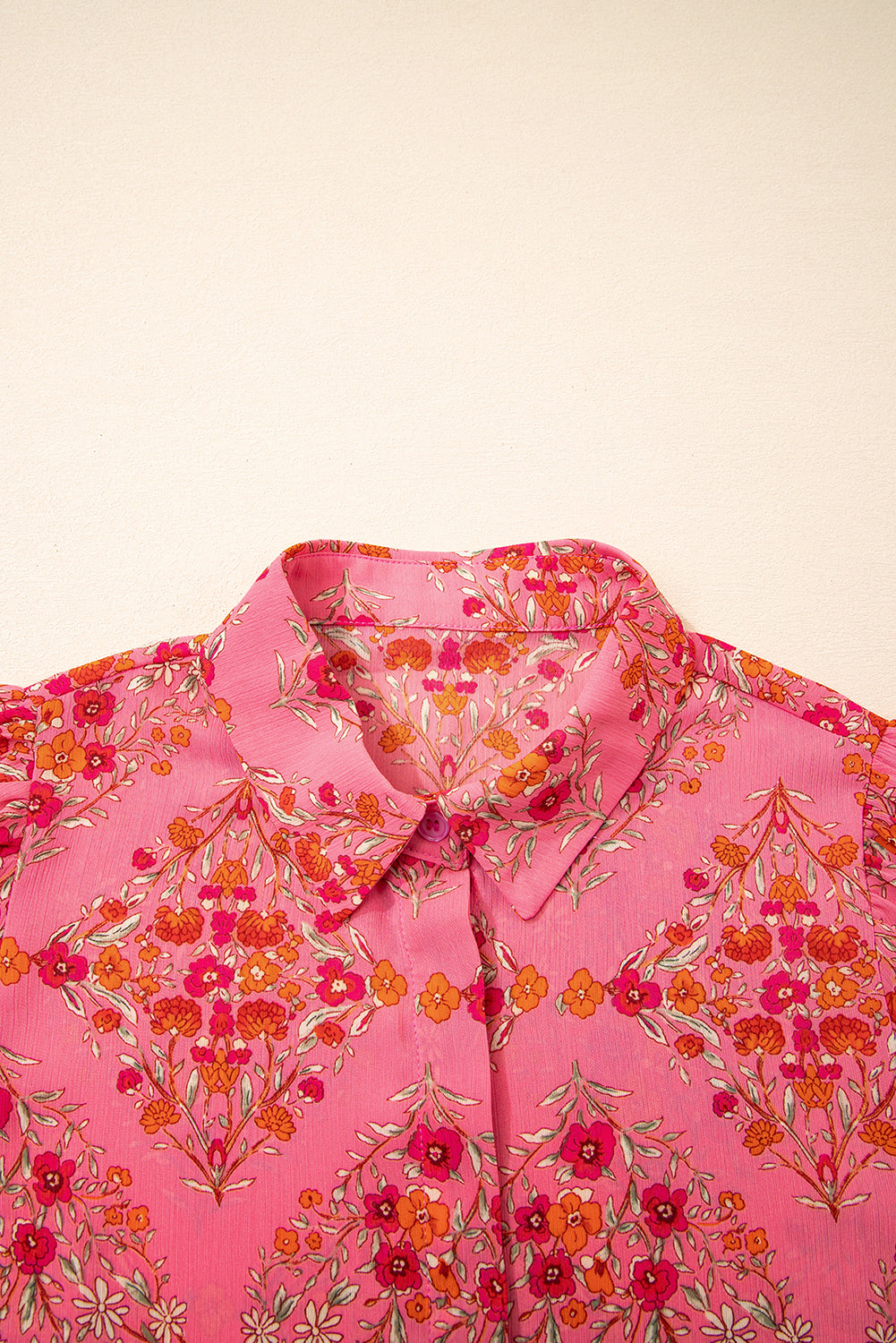 Floral Wide Short Sleeve Loose Shirt