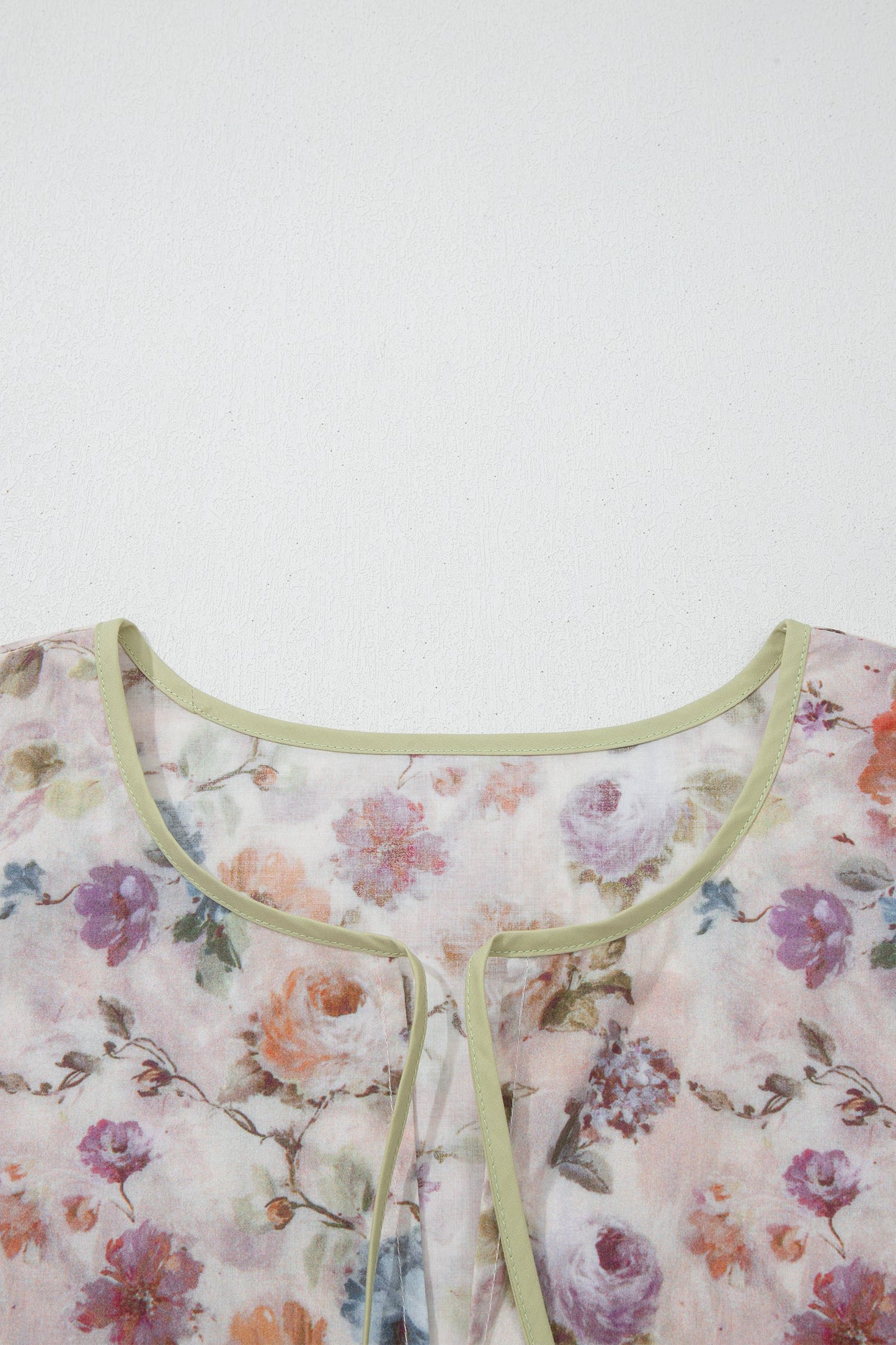 Plus Size Floral Stripe Contrast Trim Babydoll Blouse