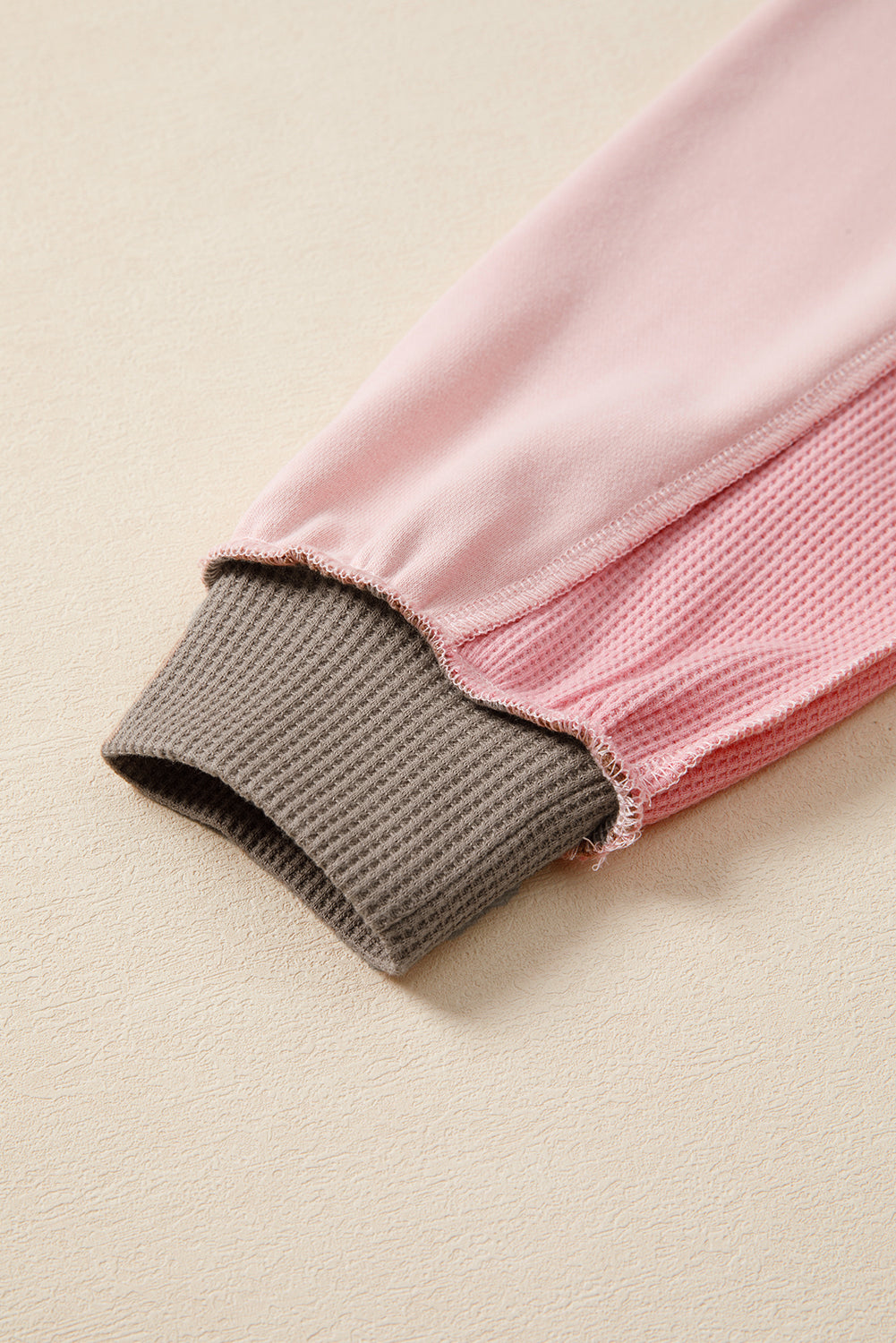 Colorblock Waffle Patchwork Oversize Sweatshirt