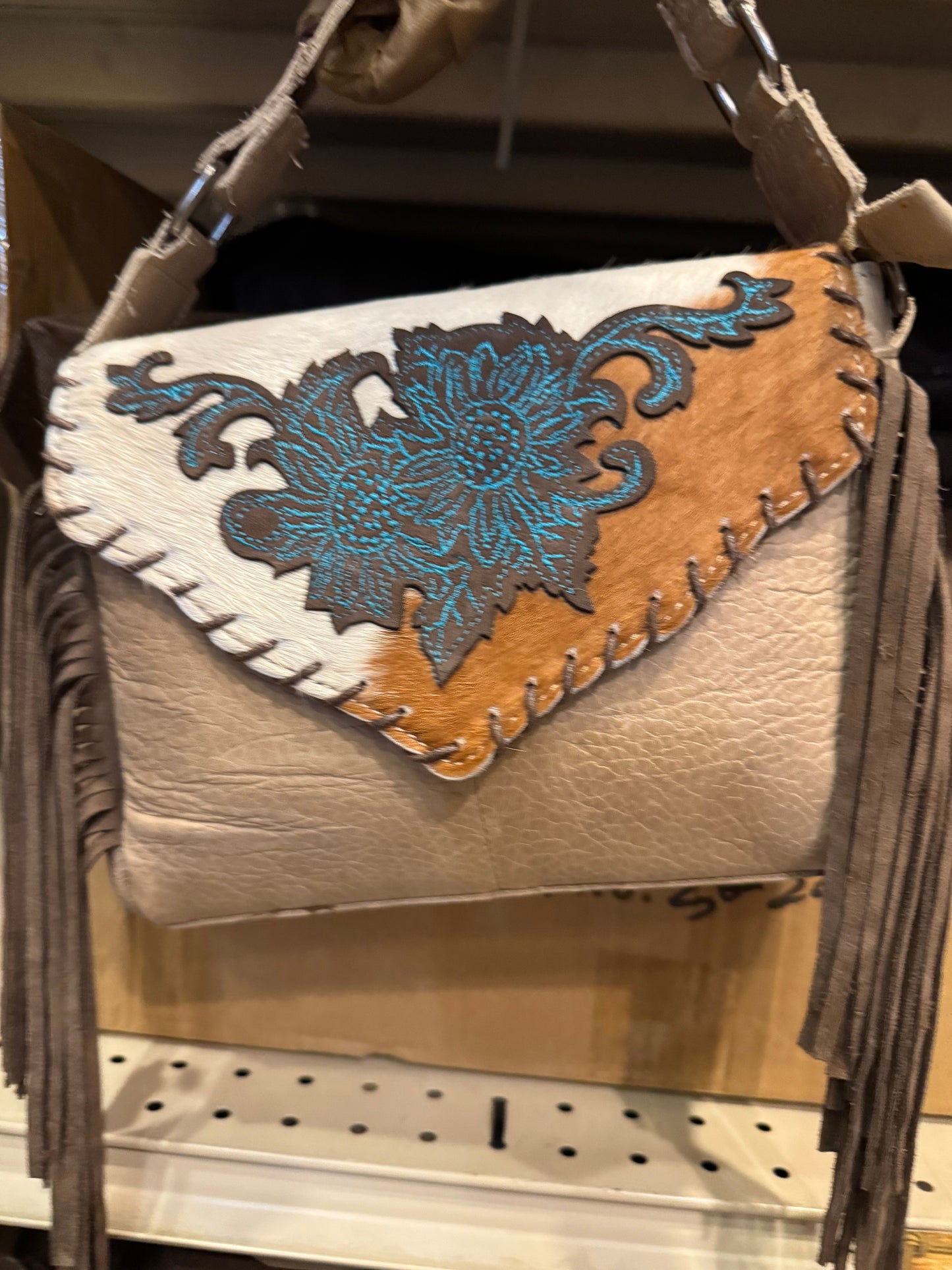 Floral Stitched Fringe Envelope Purse