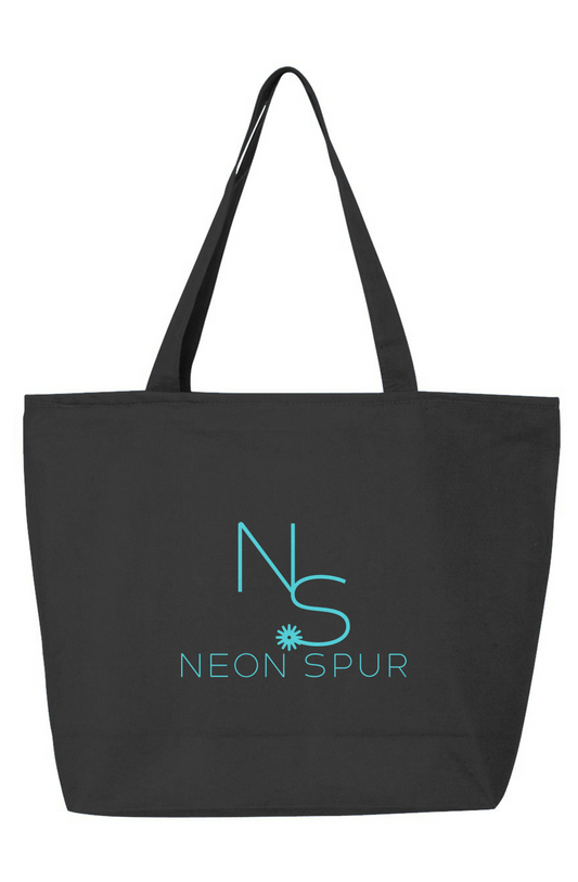 Neon Spur Logo Zippered Tote -Turquoise