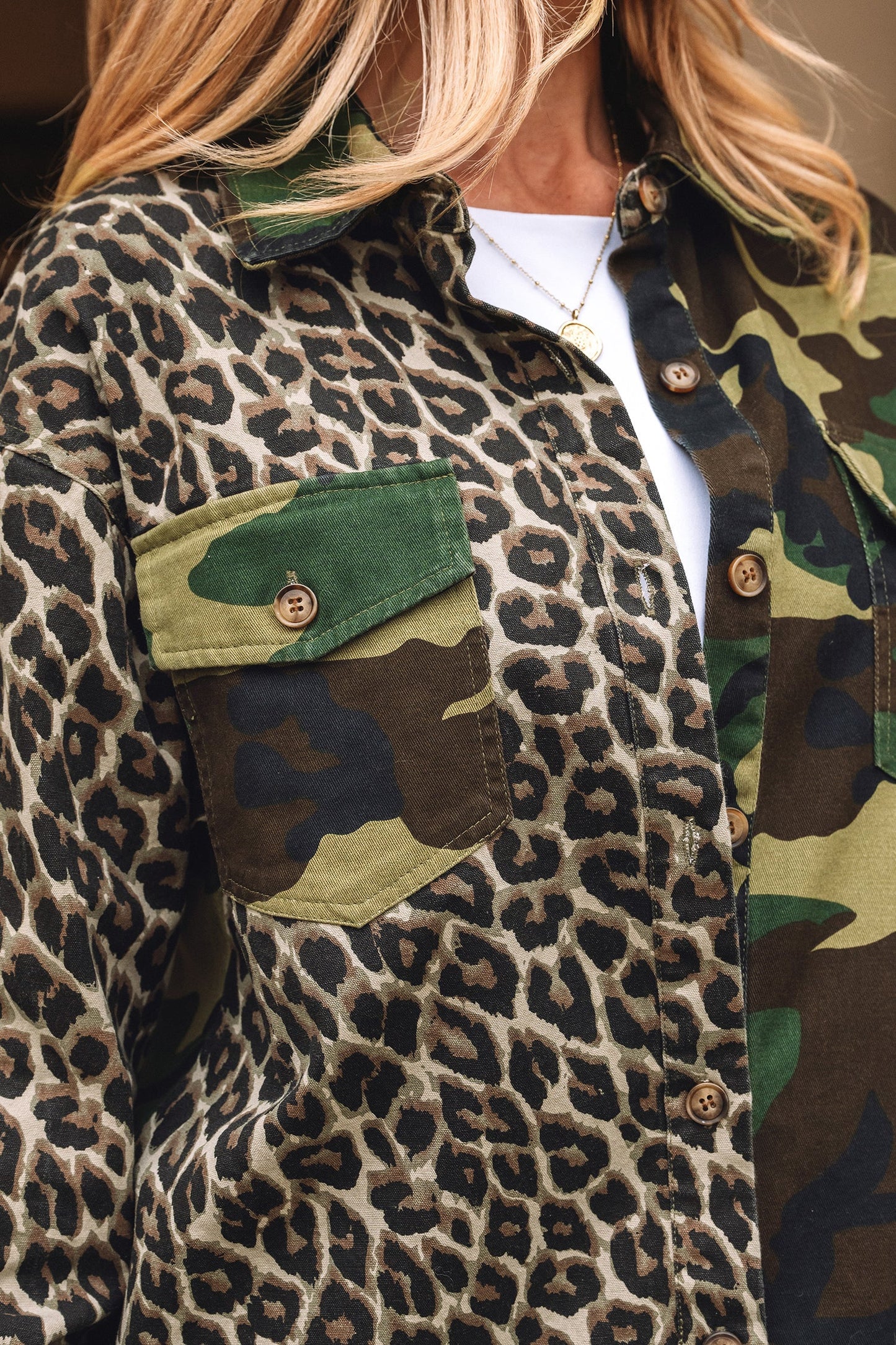 Leopard Camo Patchwork Oversized Shacket