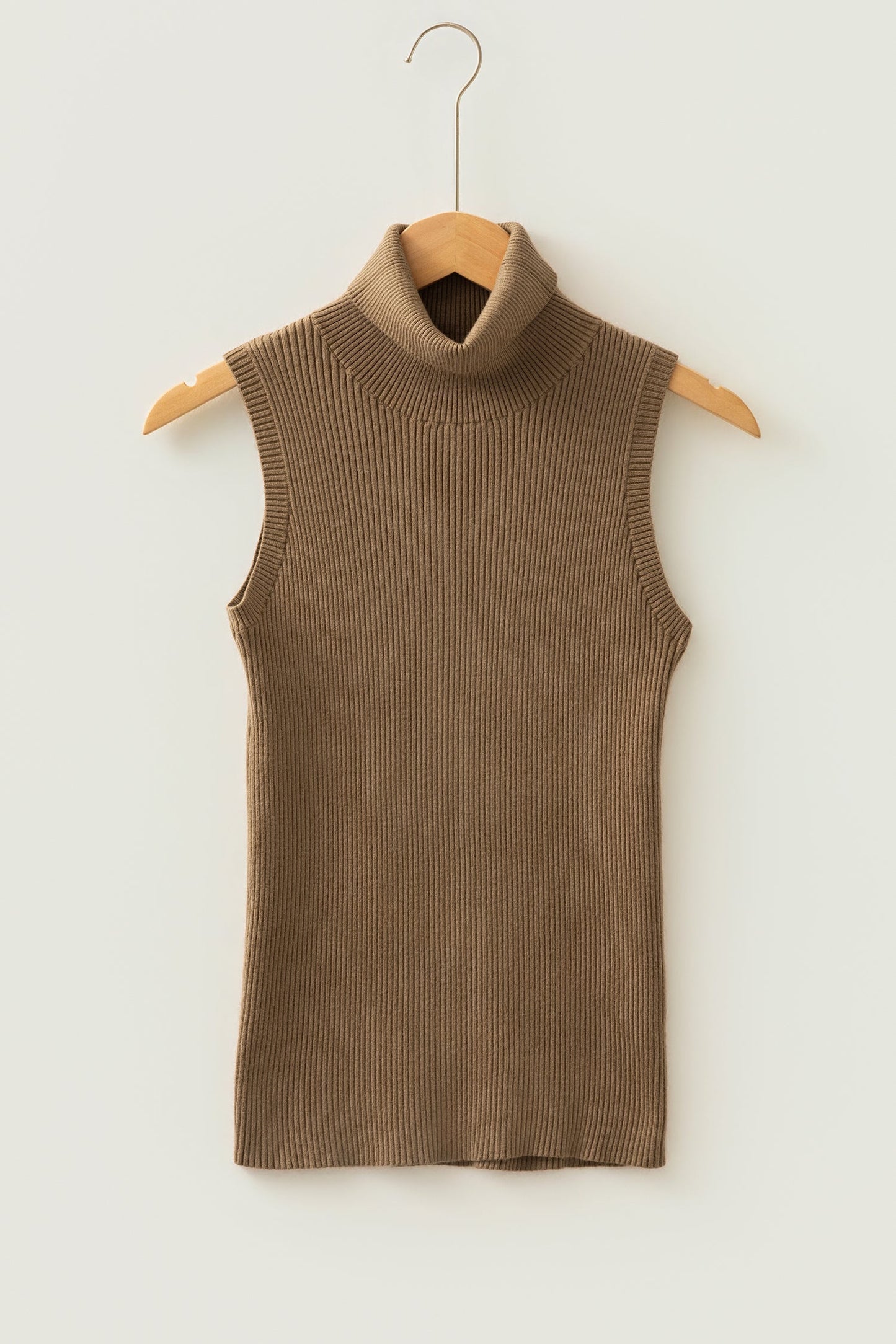 Western Ribbed High Neck Sleeveless Knit Top
