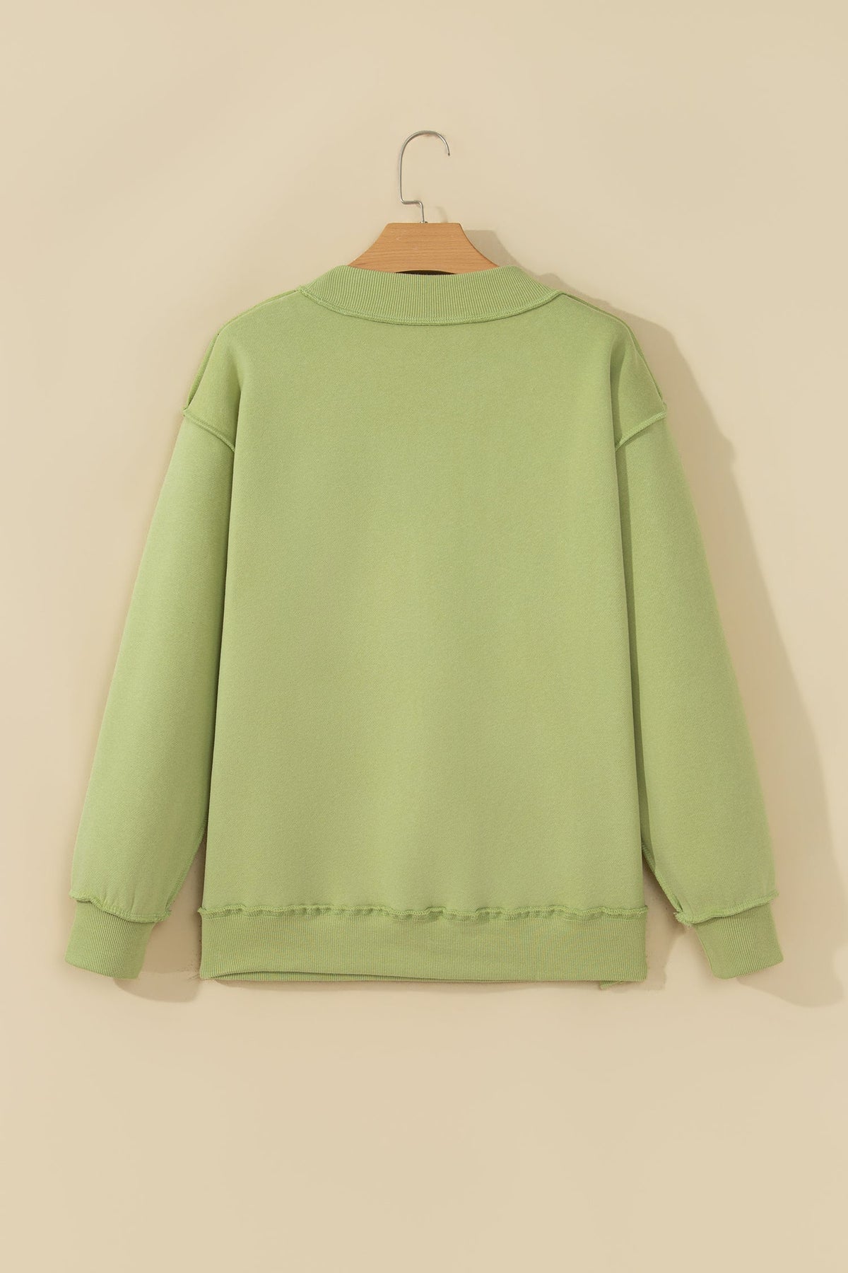 JESUS Letter Print Exposed Seam Mock Neck Sweatshirt