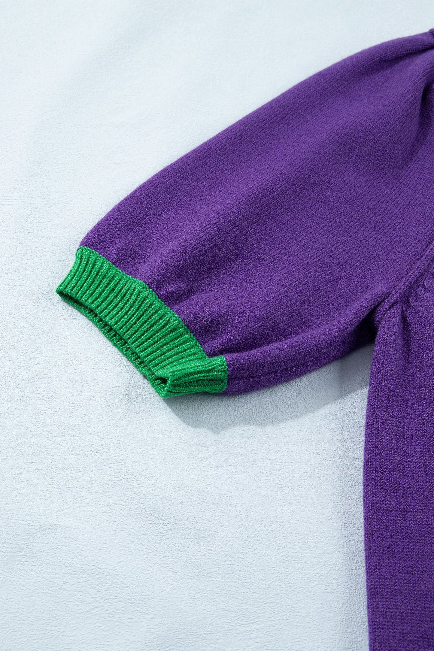 Mardi Gras Tinsel Embroidered Short Sleeve Sweater