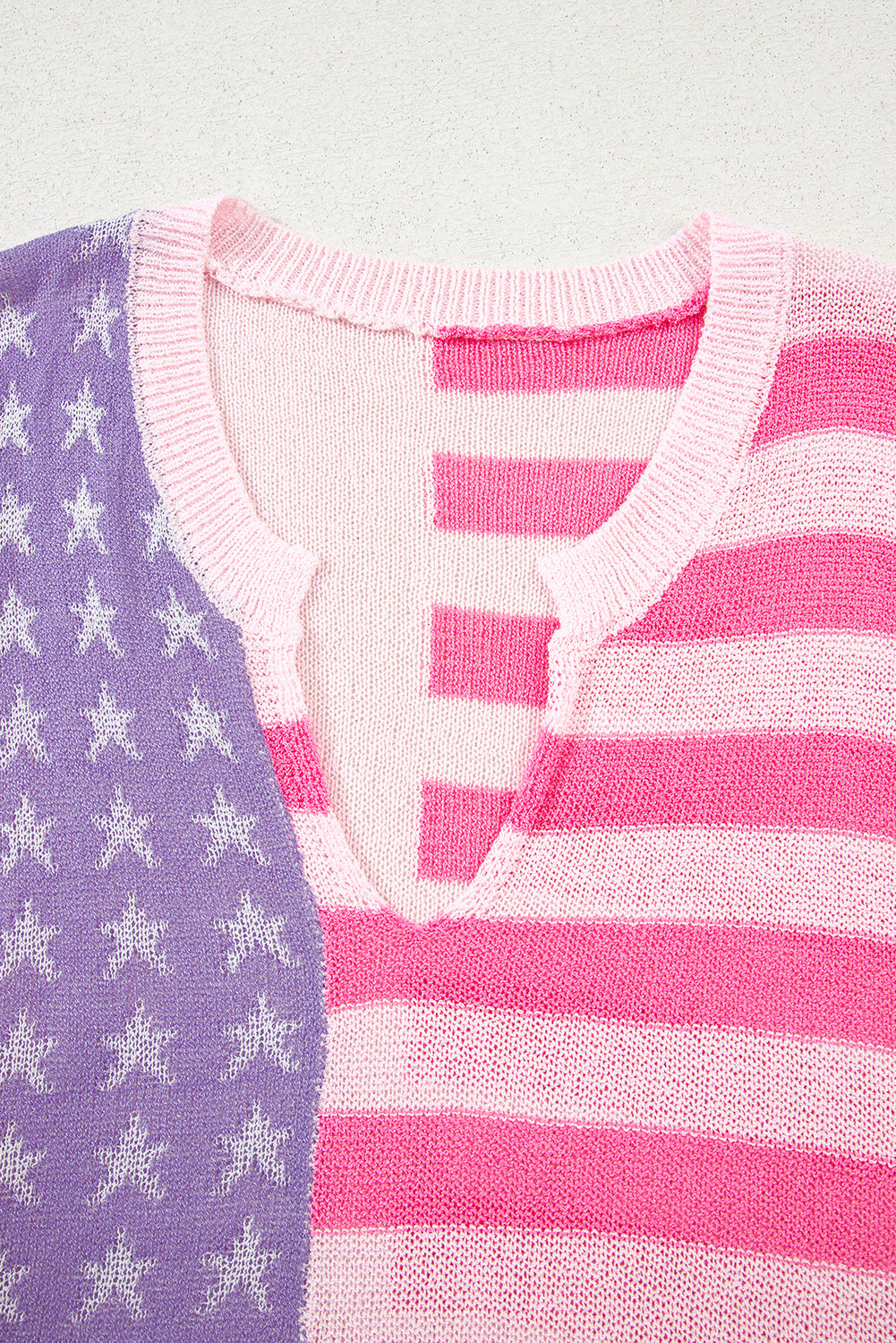 USA Flag Notch-Neck Sweater Top
