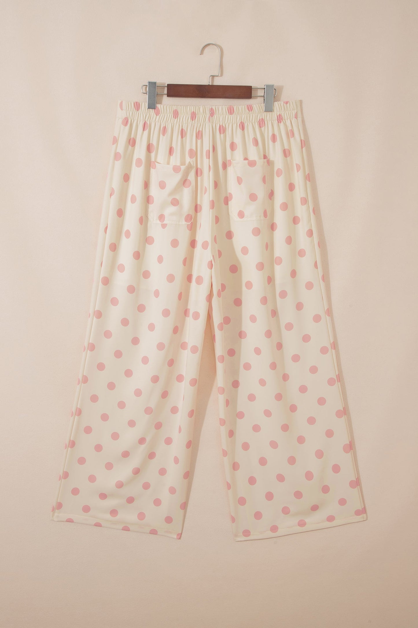 Polka Dot Patch Pocket Wide Leg Pants