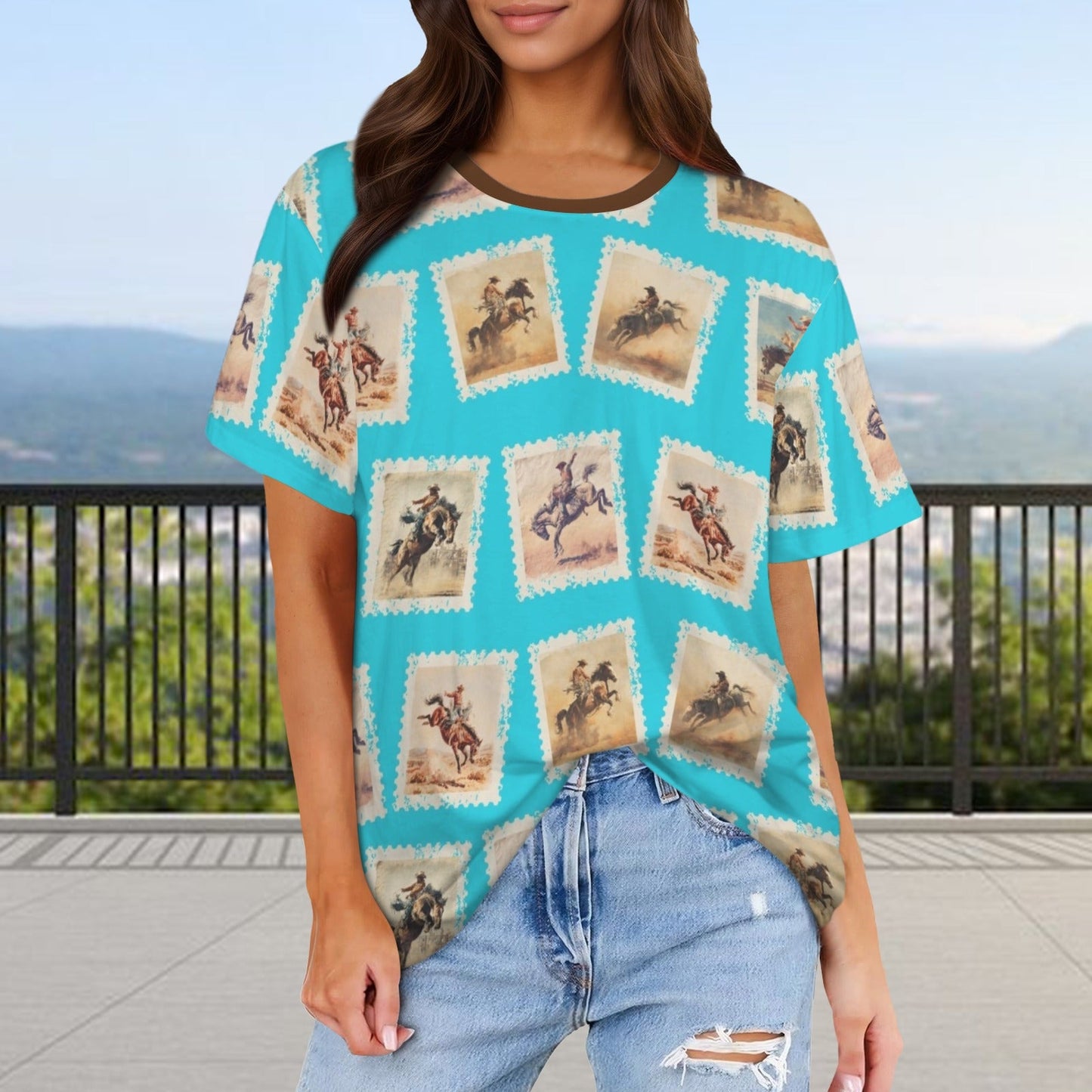 Baha Ranch Stamp Cowboy Oversized T Shirt