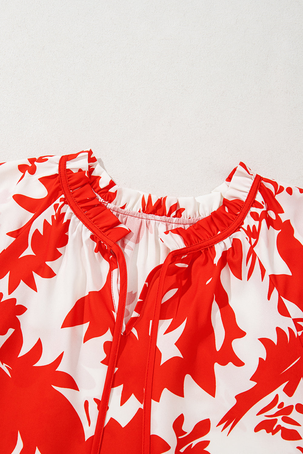Plant Tiered Ruffle Sleeve V-Neck Blouse